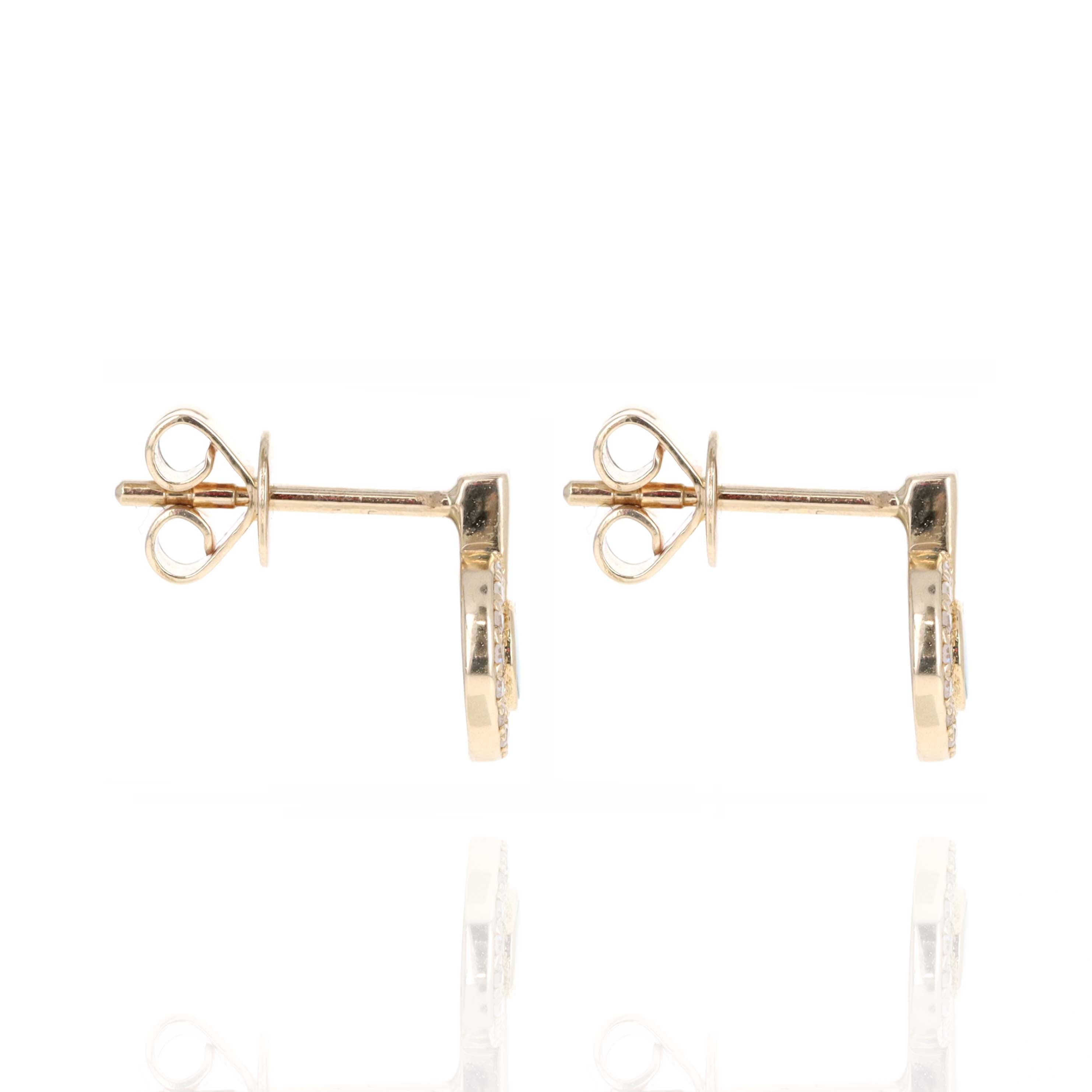 14K Yellow Gold 0.09 Carat Diamond Halo Opal Stud Earrings -  Replica Handbags 