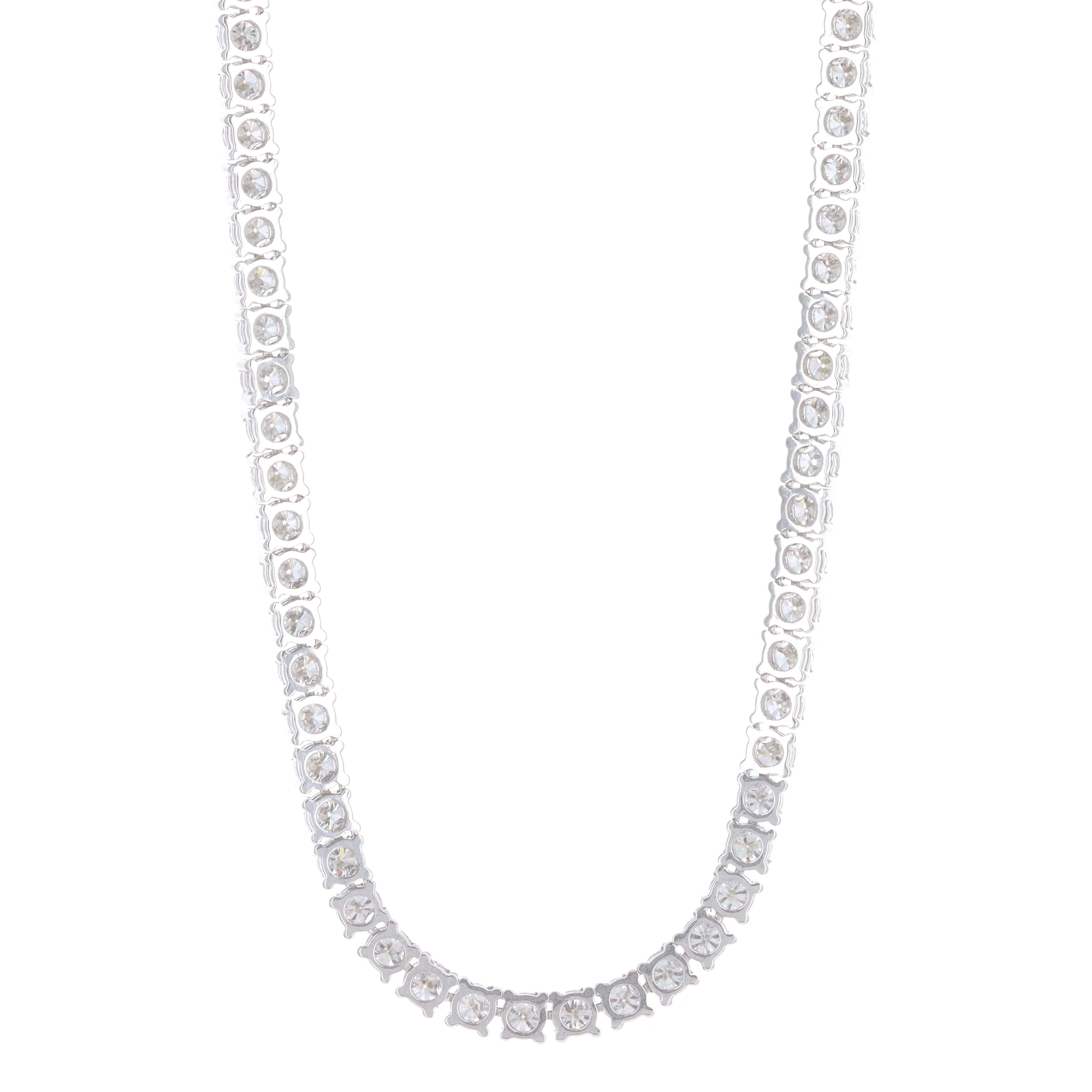 14K White Gold 10.41 Carat Round Diamond Tennis Necklace - Replica Handbags