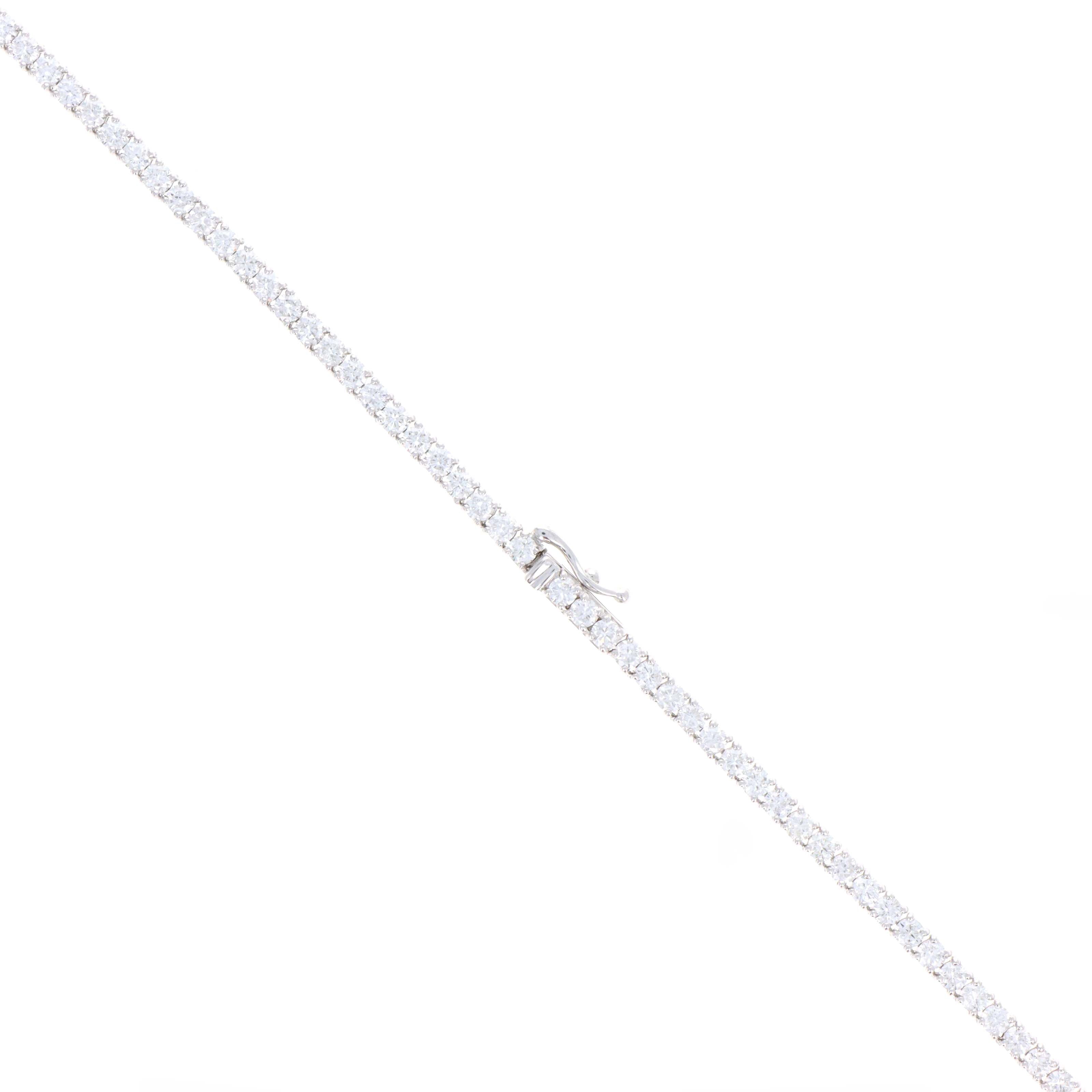 14K White Gold 10.41 Carat Round Diamond Tennis Necklace -  Replica Handbags 