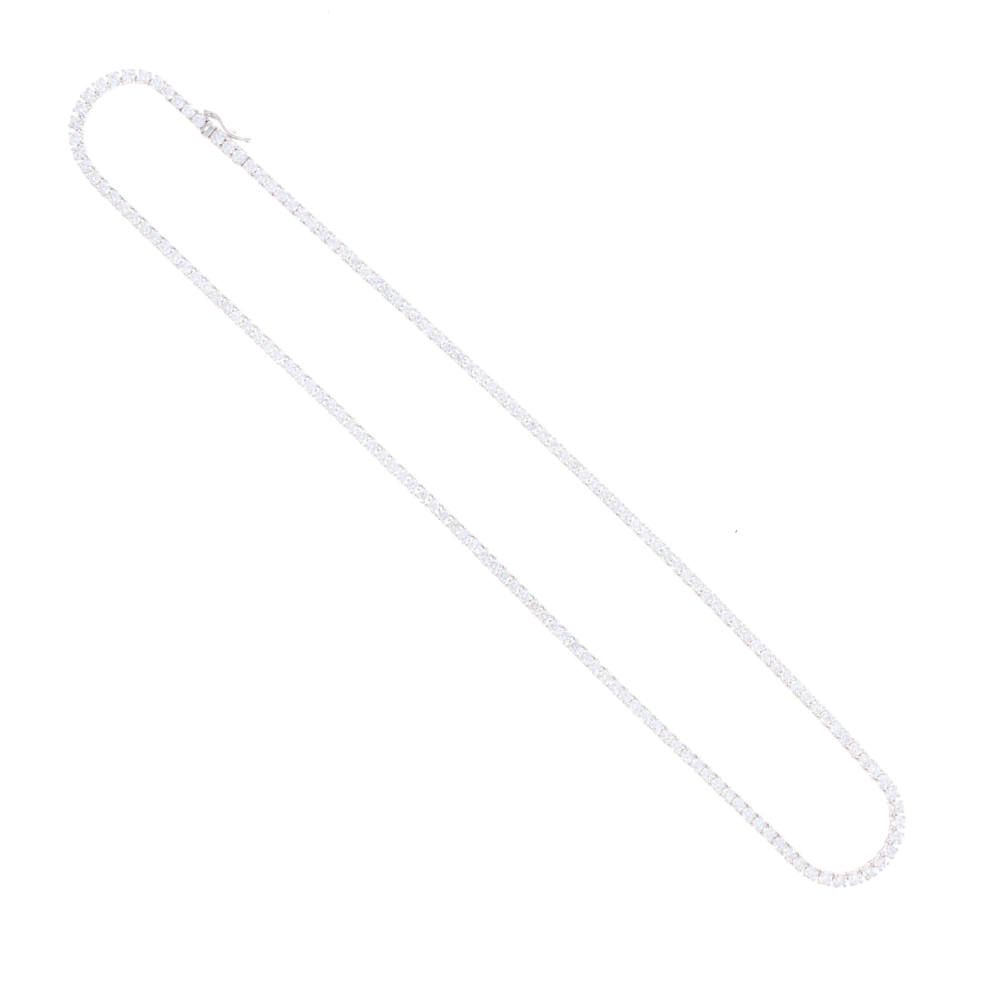 14K White Gold 10.41 Carat Round Diamond Tennis Necklace - Replica Handbags