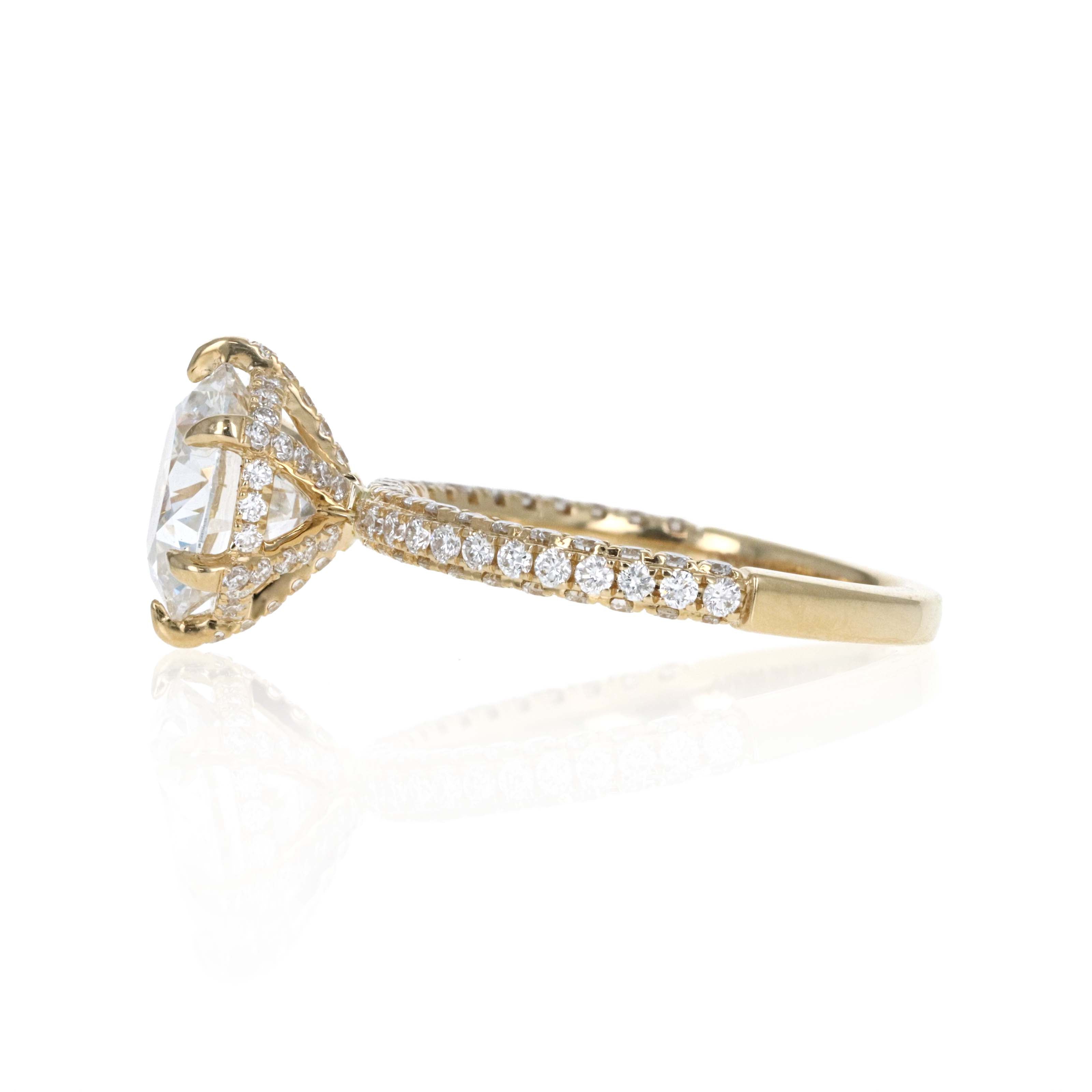 Lab Grown 3 Carat Round Diamond Accented Engagement Ring 14K Yellow Gold