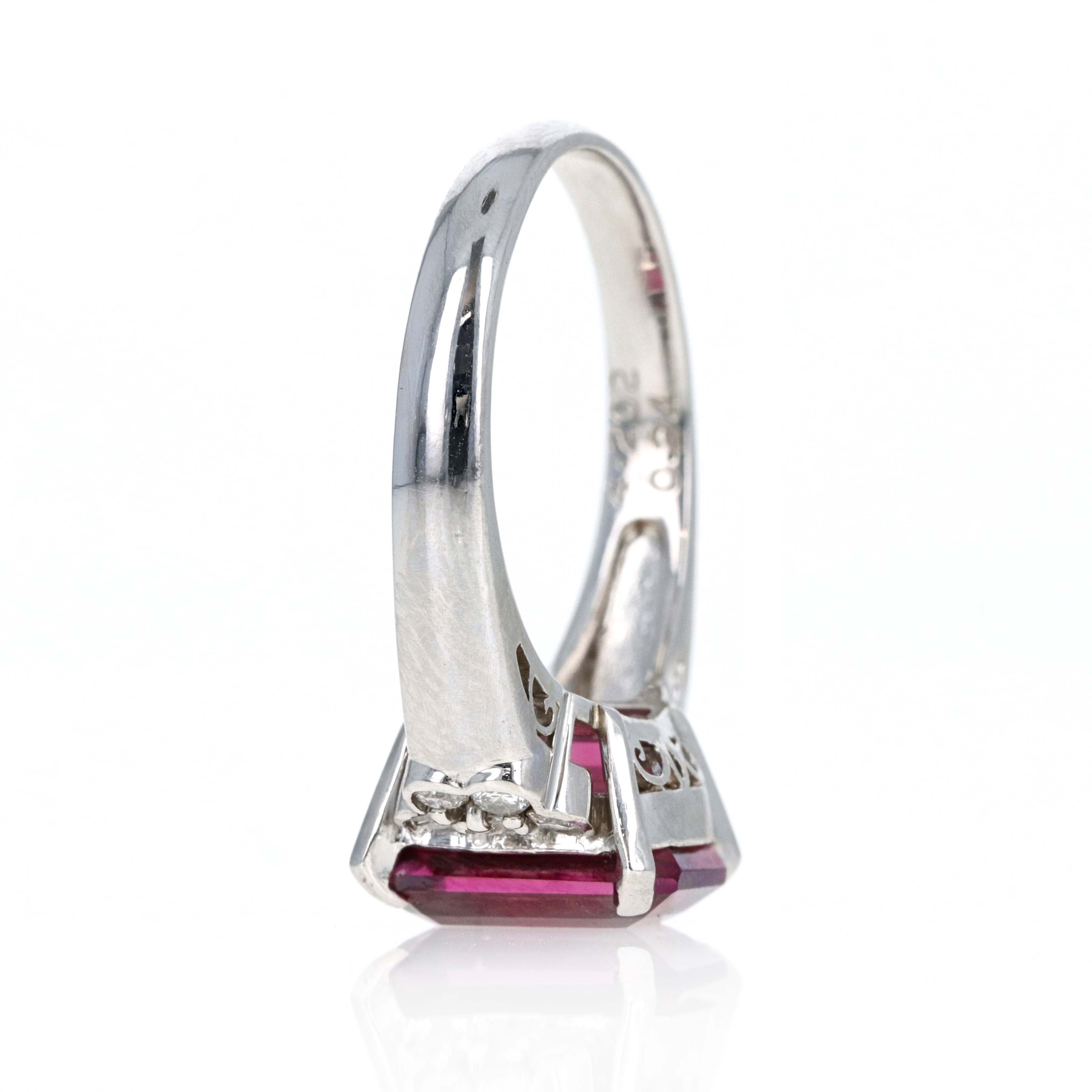 Platinum 4.20 Carat Rhodolite Tourmaline Diamond Ring -  Replica Handbags 