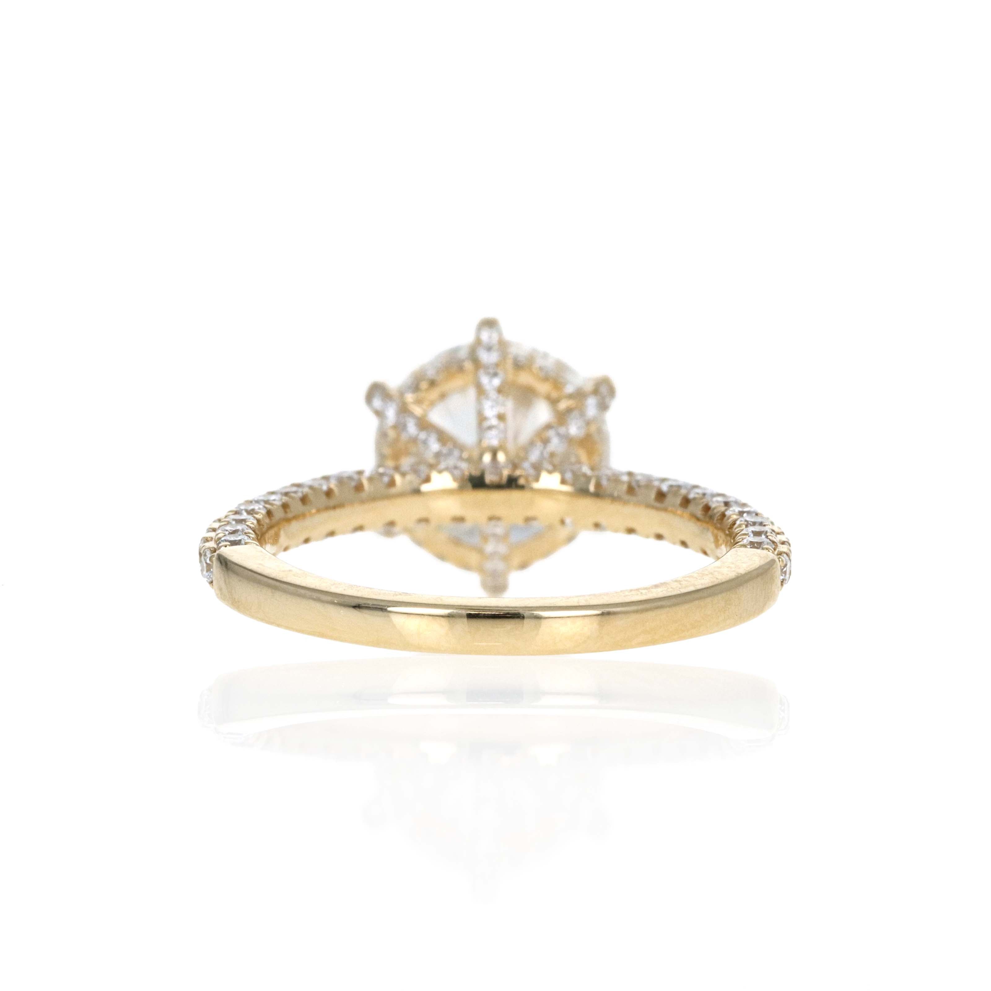 Lab Grown 3 Carat Round Diamond Accented Engagement Ring 14K Yellow Gold