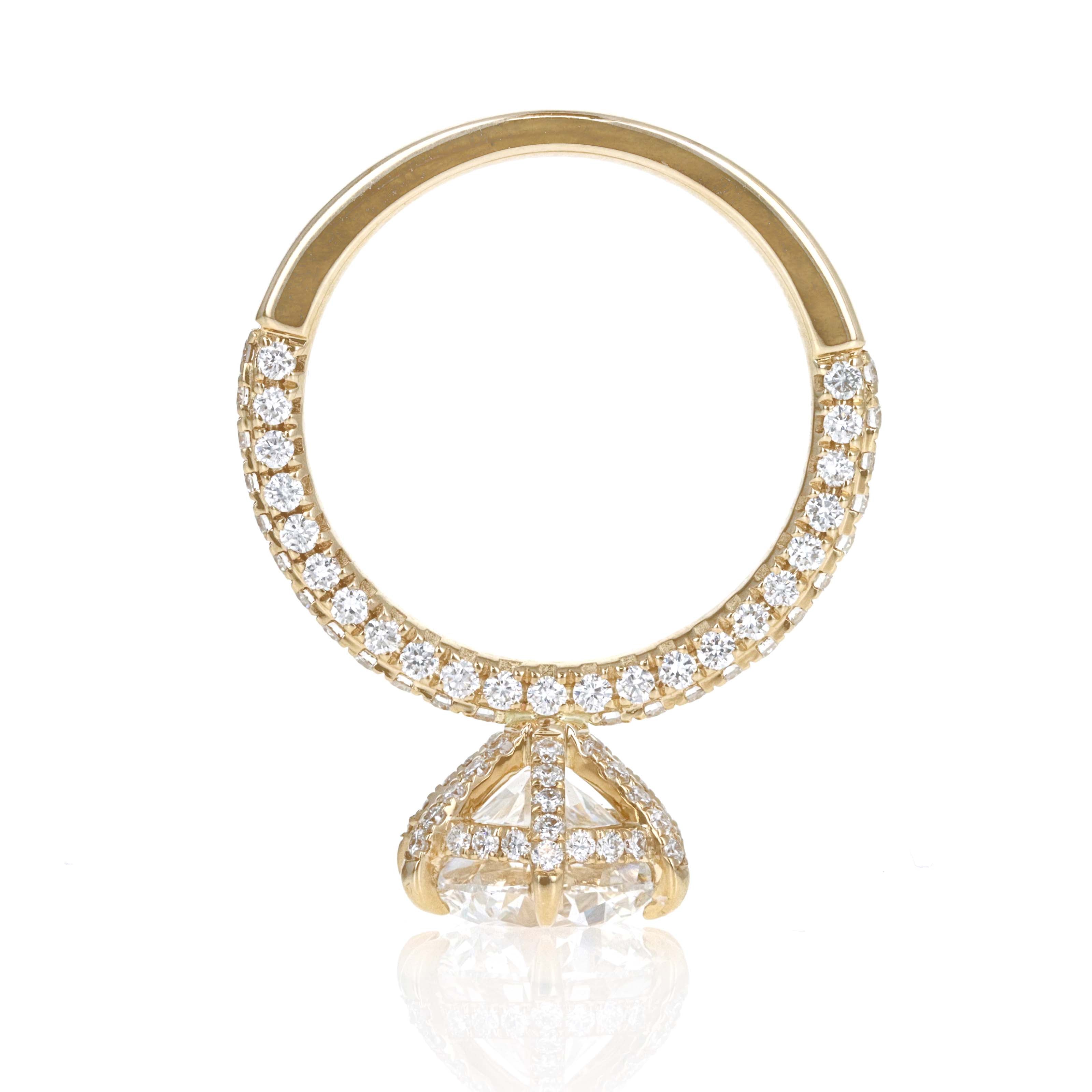 Lab Grown 3 Carat Round Diamond Accented Engagement Ring 14K Yellow Gold