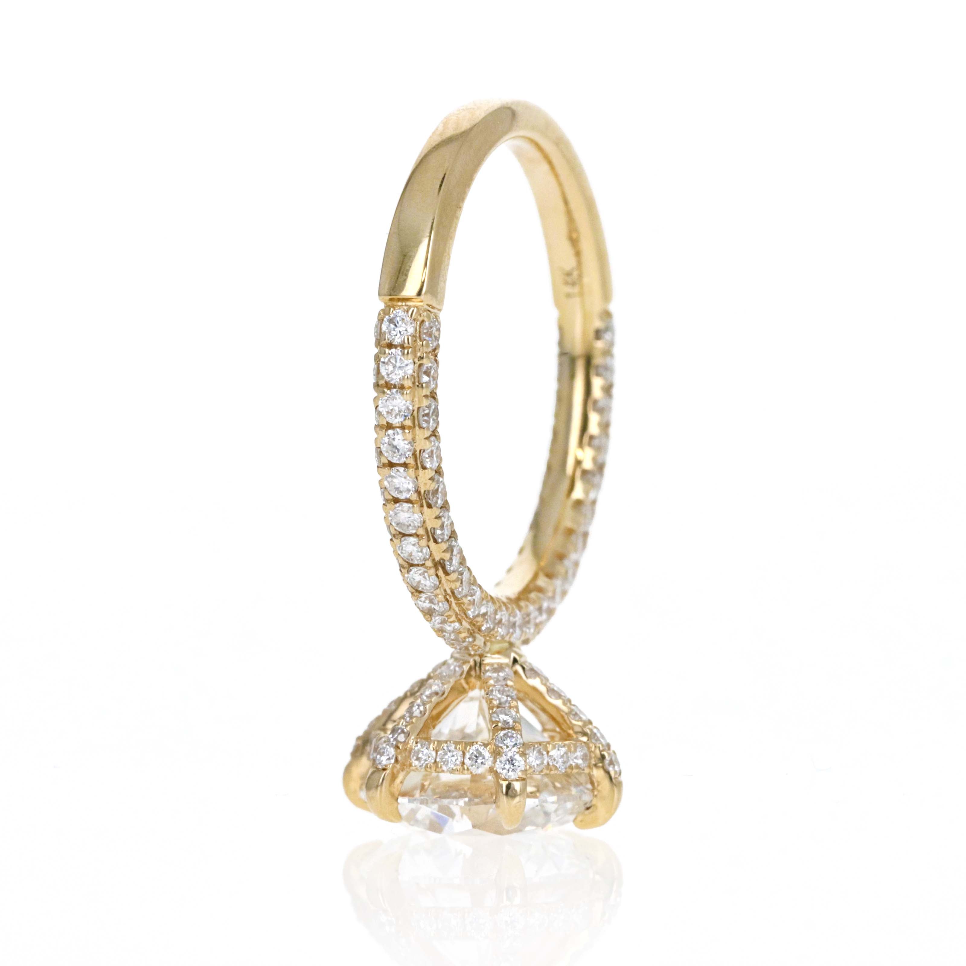 Lab Grown 3 Carat Round Diamond Accented Engagement Ring 14K Yellow Gold