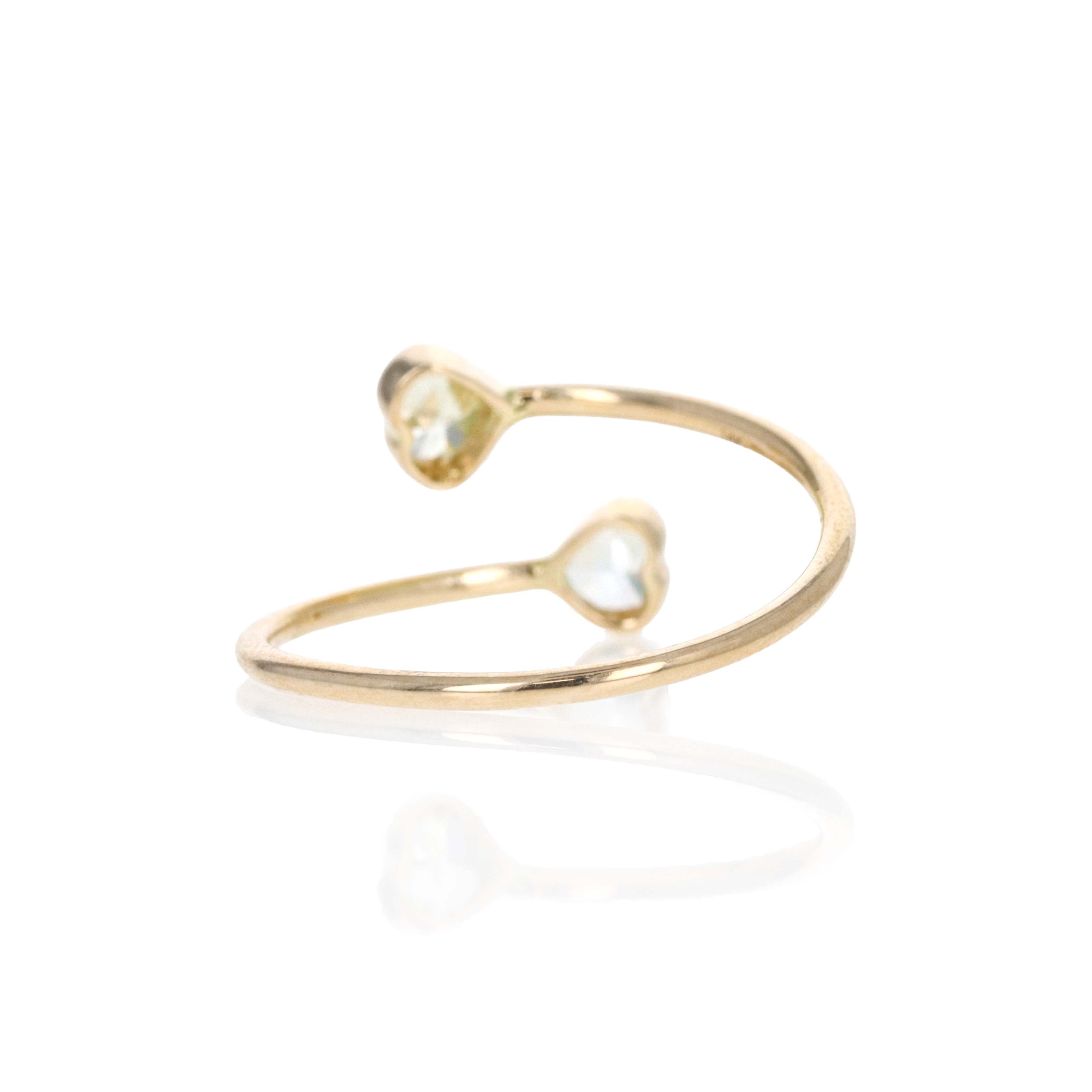 14K Yellow Gold 0.46 Carat Double Heart Cut Diamond Wrap Ring - Replica Handbags