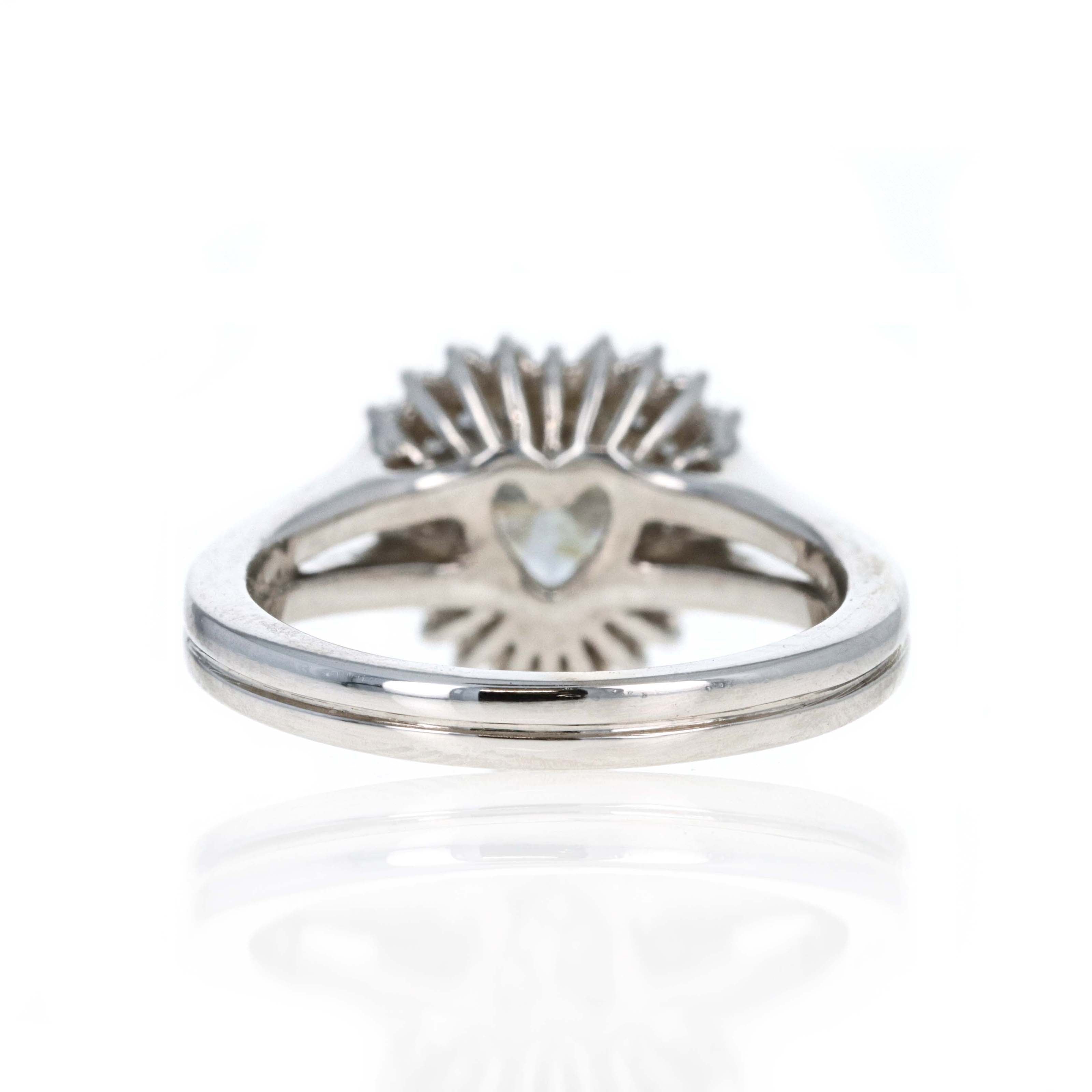 14K White Gold 0.80 Carat Heart Shape Diamond Halo Split Shank Ring -  Replica Handbags 