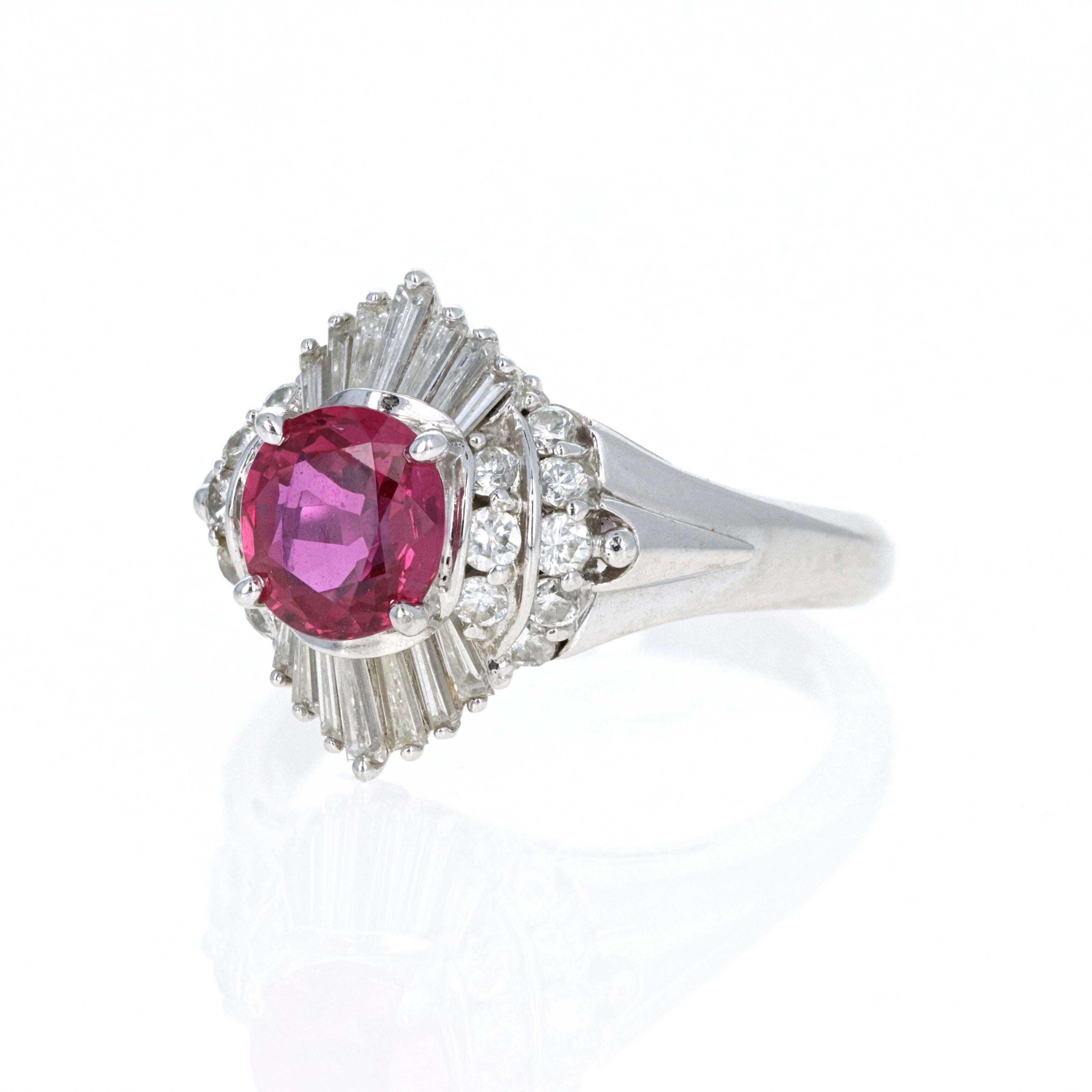 Platinum 1.03 Carat Oval Ruby Diamond Baguette Ballerina Fan Ring -  Replica Handbags 