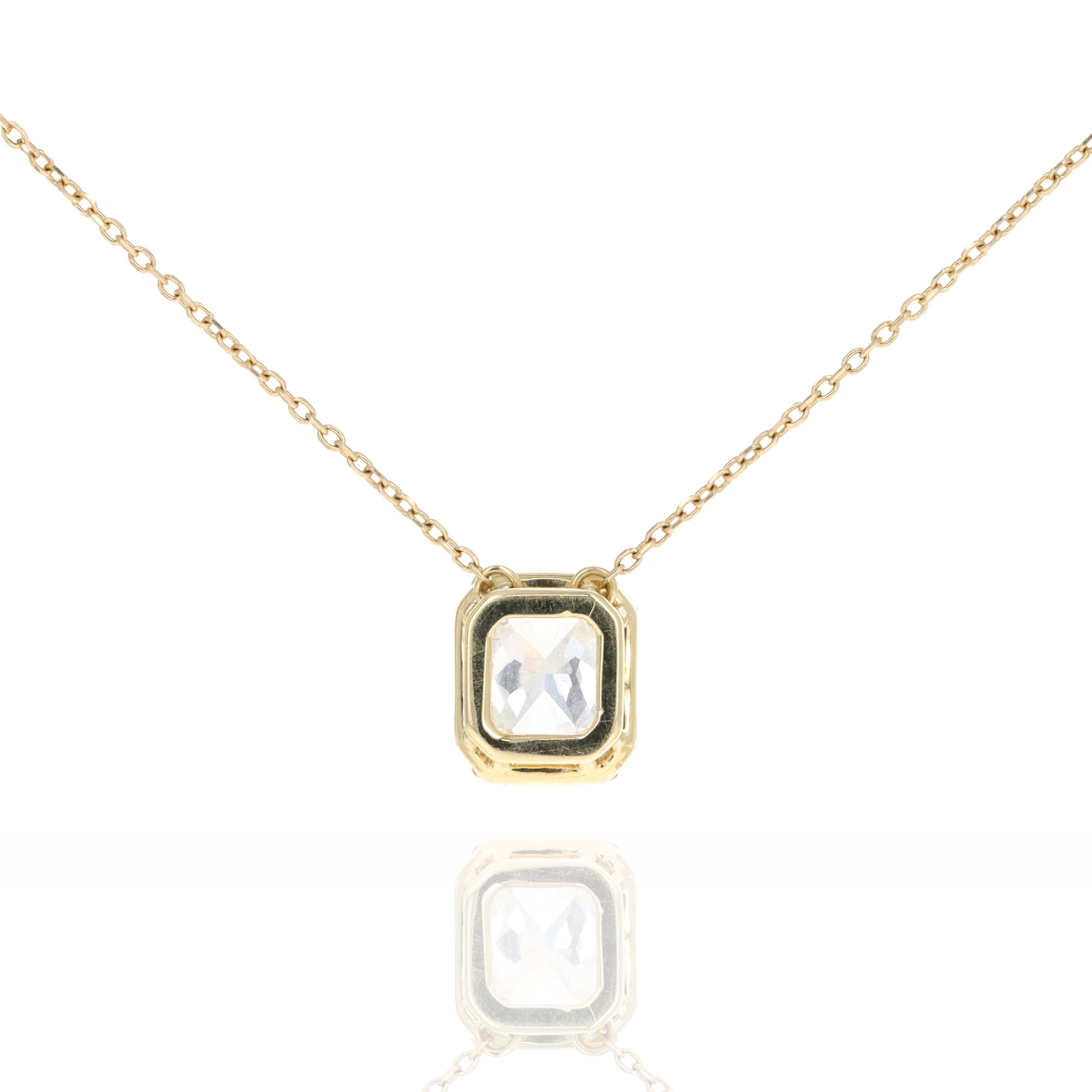 18K Yellow Gold 1.31 Carat Radiant Diamond Halo Pendant Necklace -  Replica Handbags 