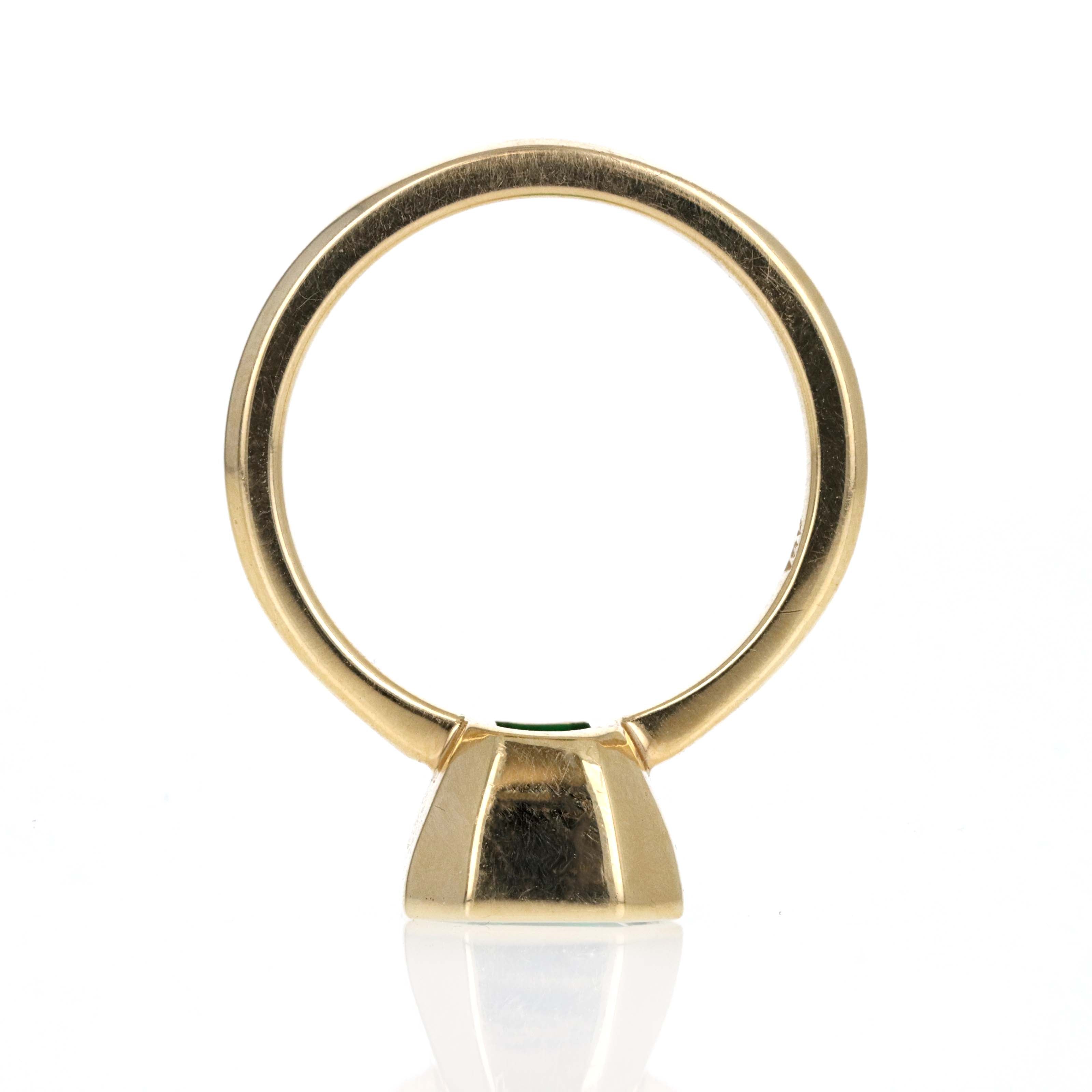 18K Yellow Gold 3.55 Carat Colombian Emerald Bezel Ring - Replica Handbags