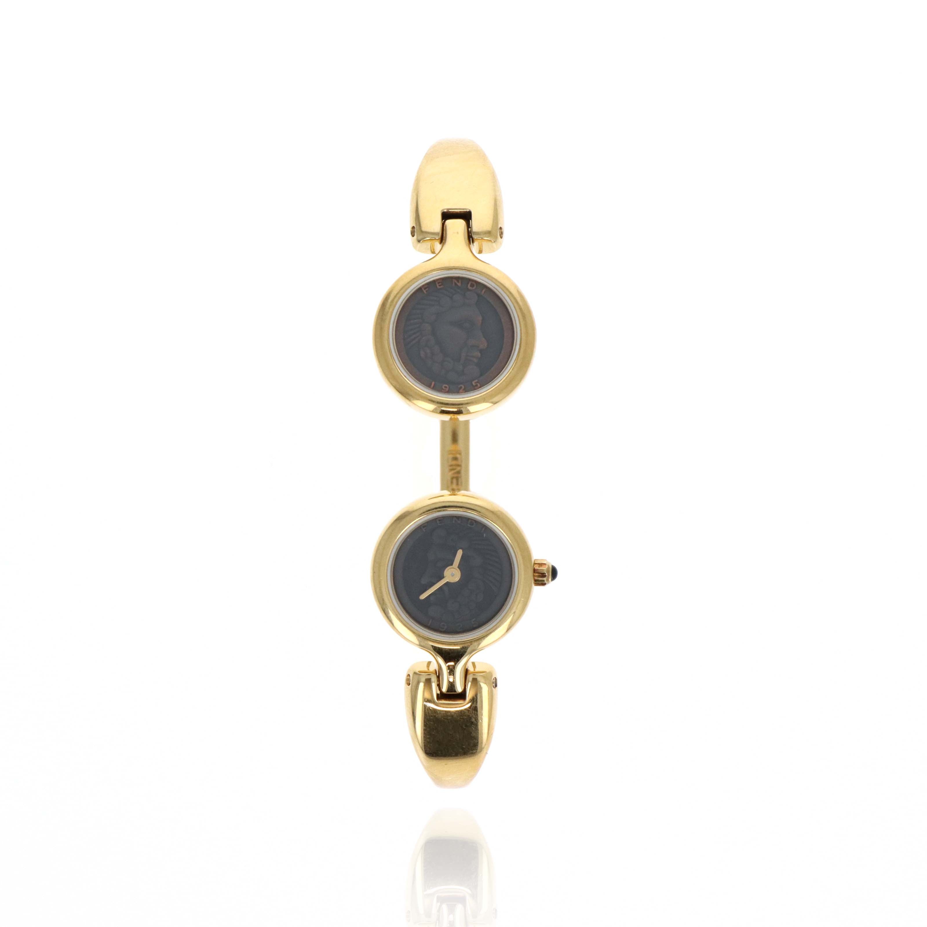 Fendi 1925 Gold Double Greek Cuff Watch -  Replica Handbags 