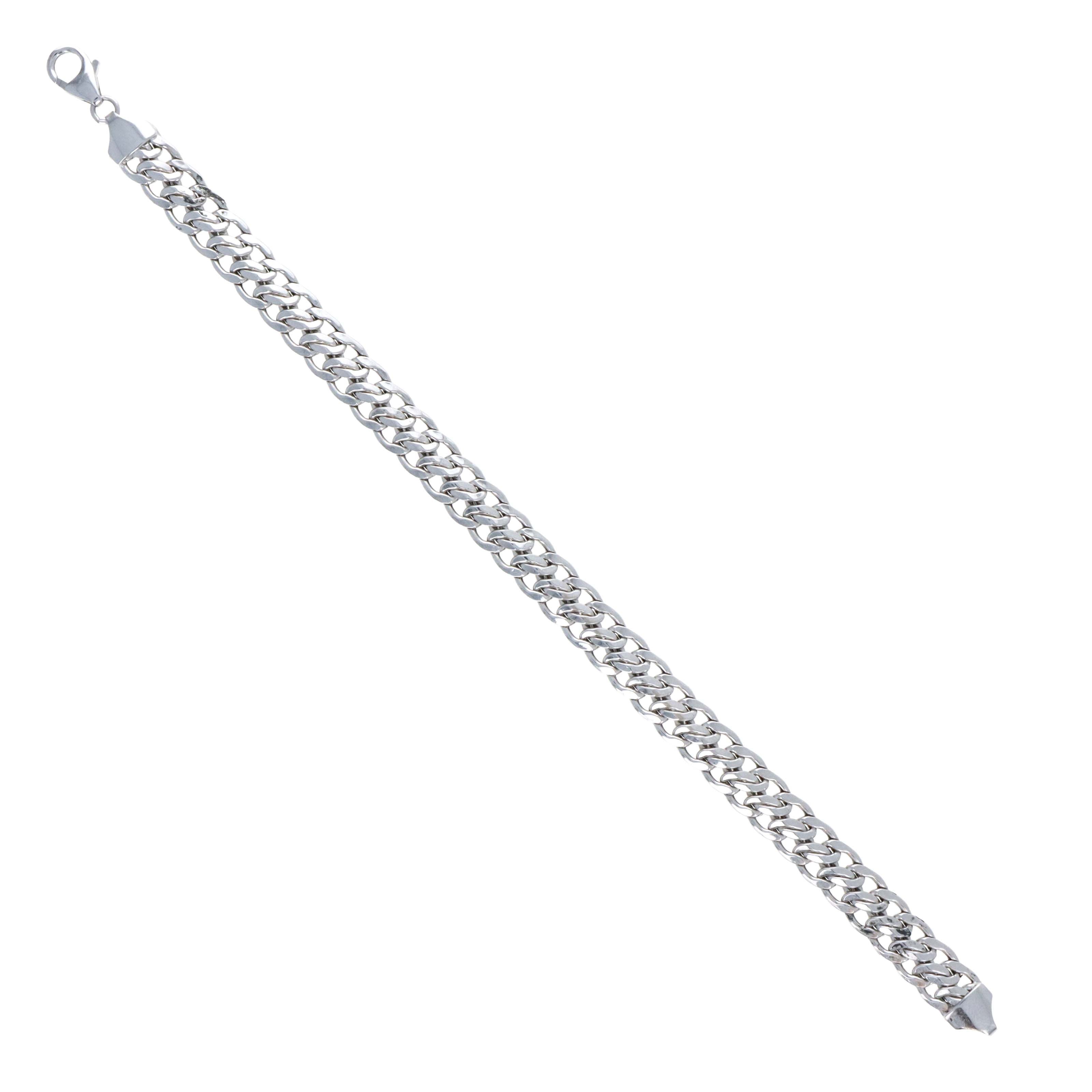 14K White Gold 7.3mm Cuban Link Chain Bracelet