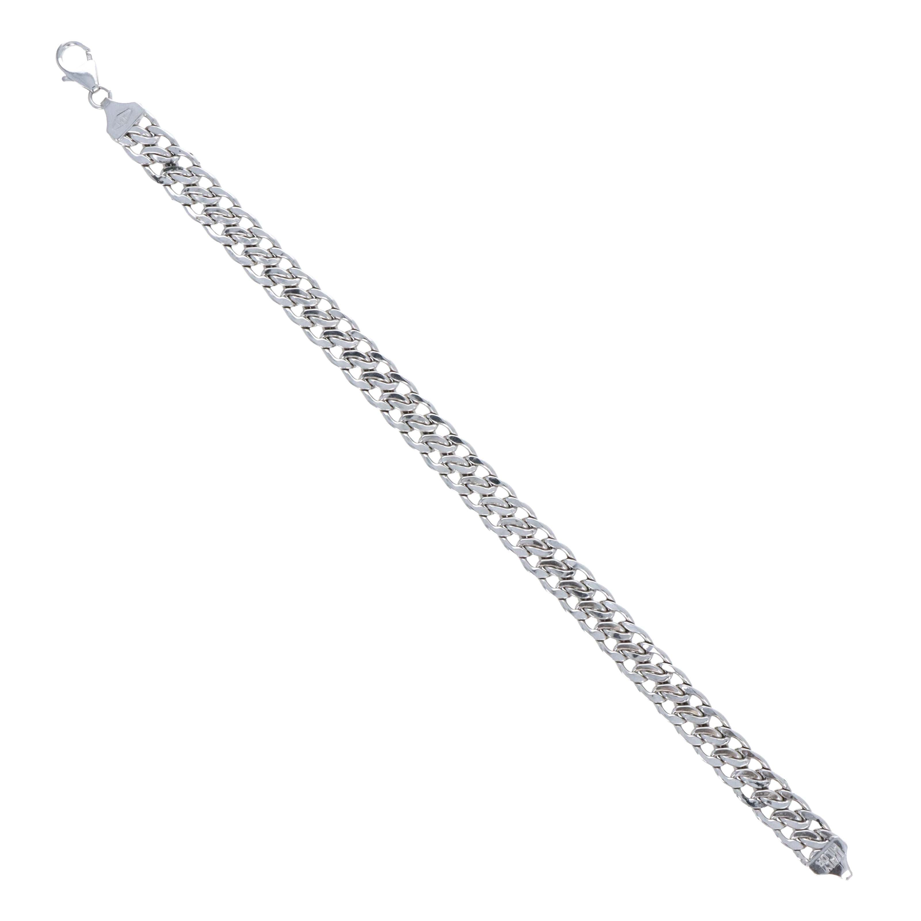 14K White Gold 7.3mm Cuban Link Chain Bracelet