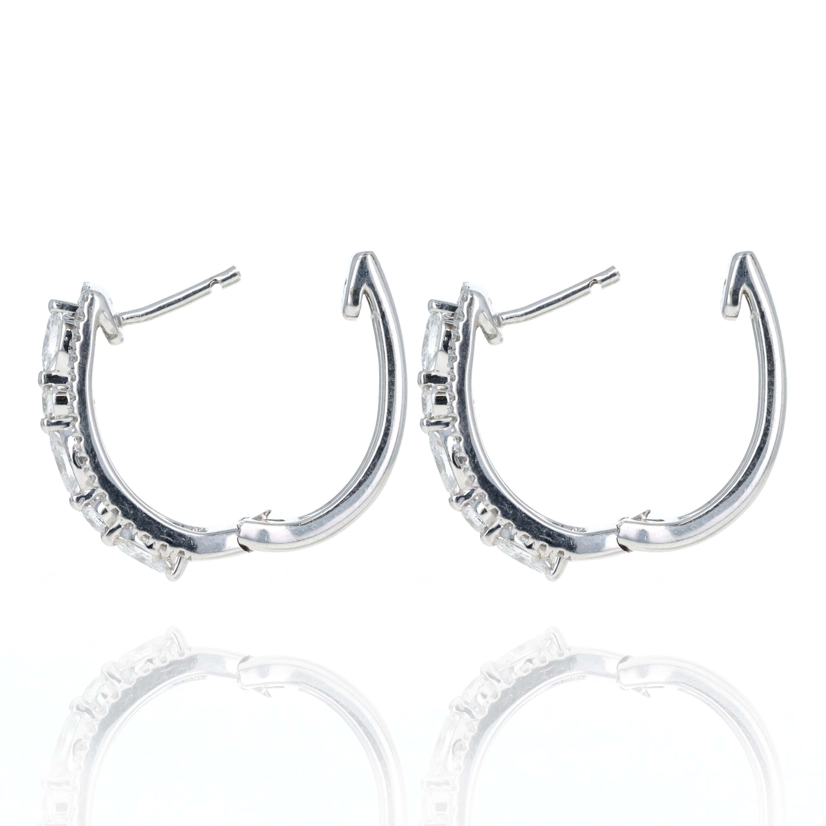 14K White Gold 1 Carat Diamond Marquise Hoop Earrings - Replica Handbags