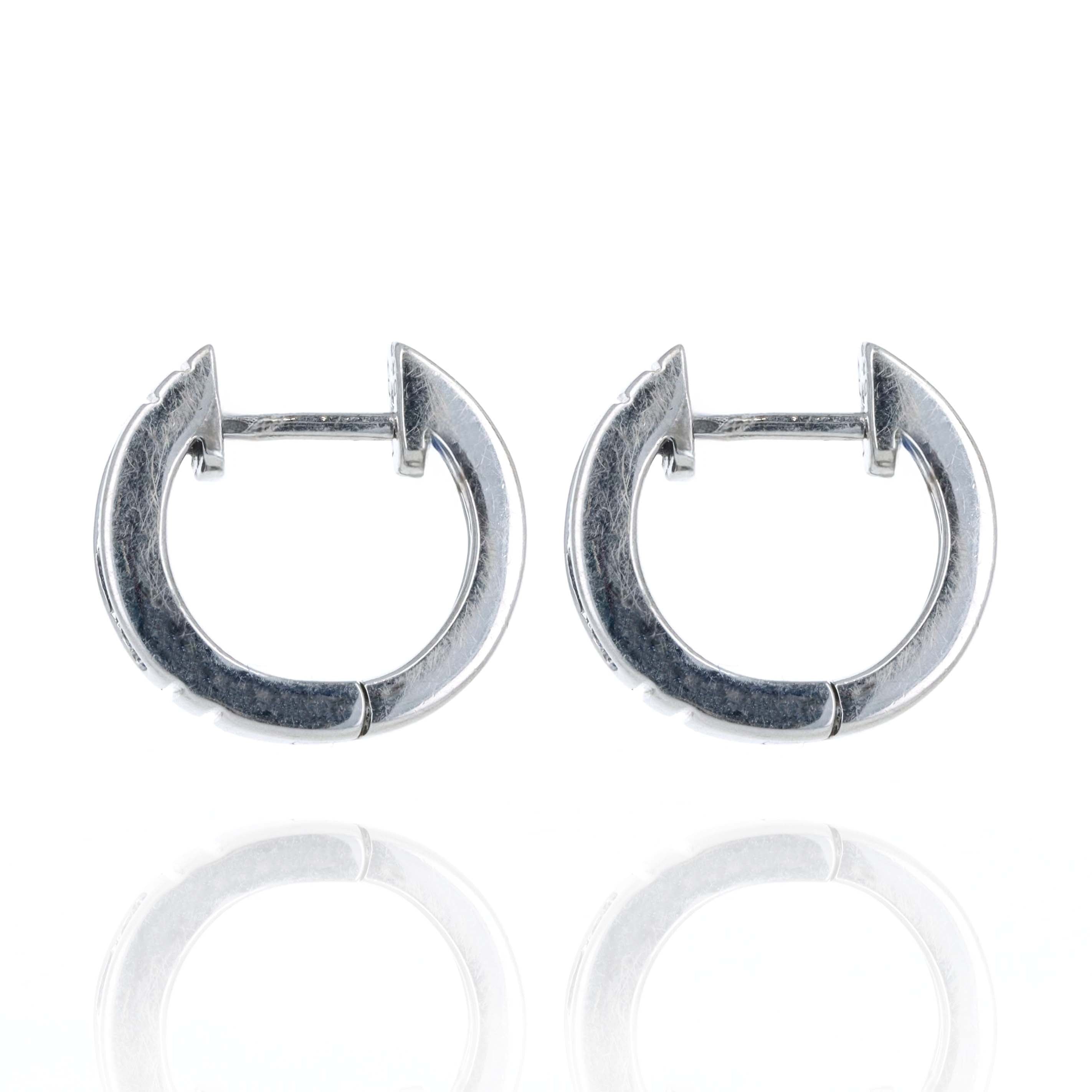 14K White Gold Sapphire Micro Huggie Hoop Earrings - Replica Handbags