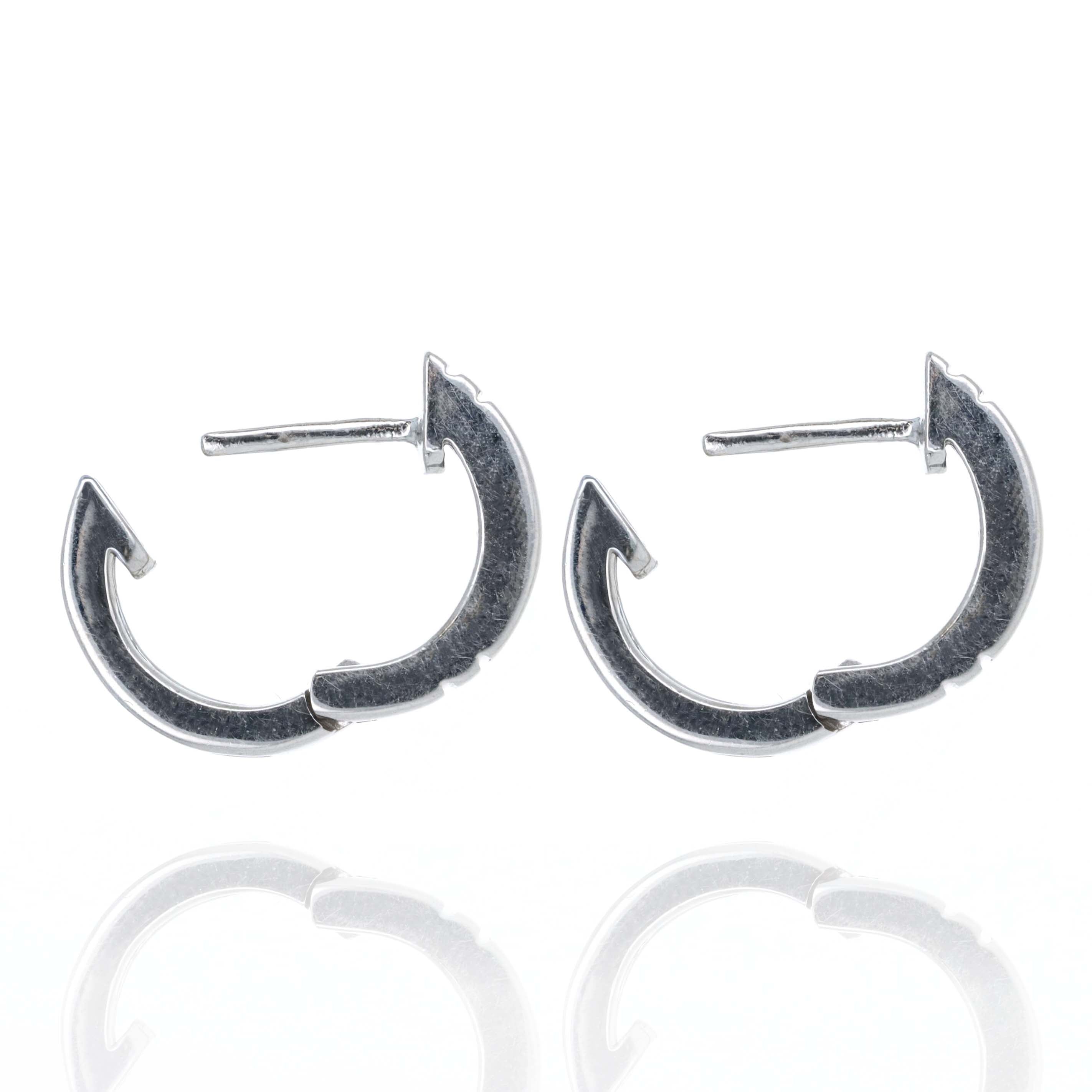 14K White Gold Sapphire Micro Huggie Hoop Earrings - Replica Handbags