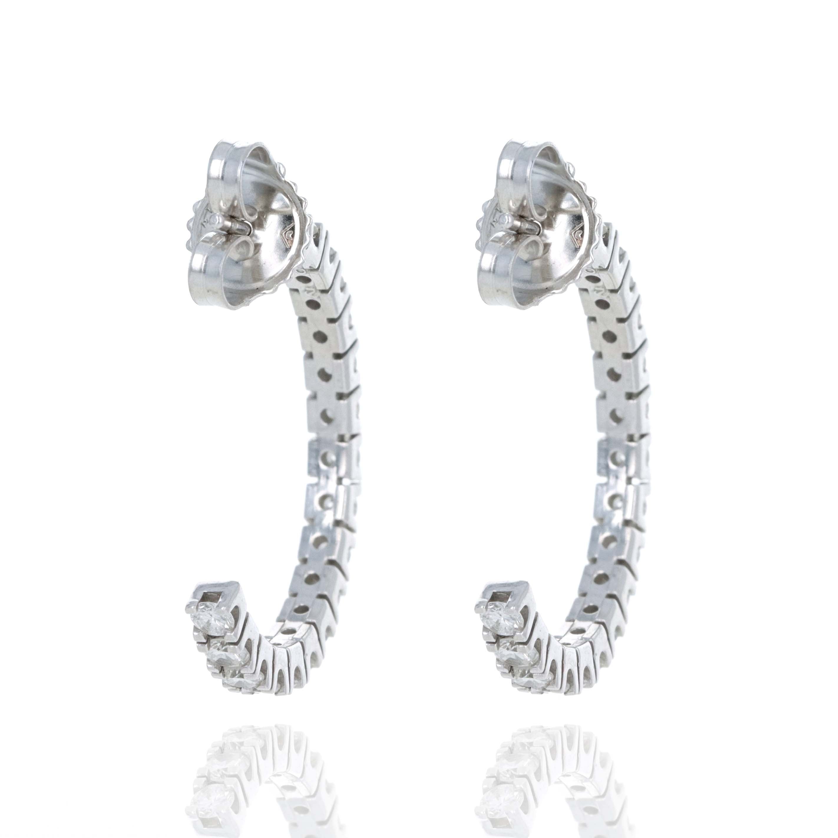 14K White Gold 1 Carat Diamond Hoop Stud Earrings - Replica Handbags
