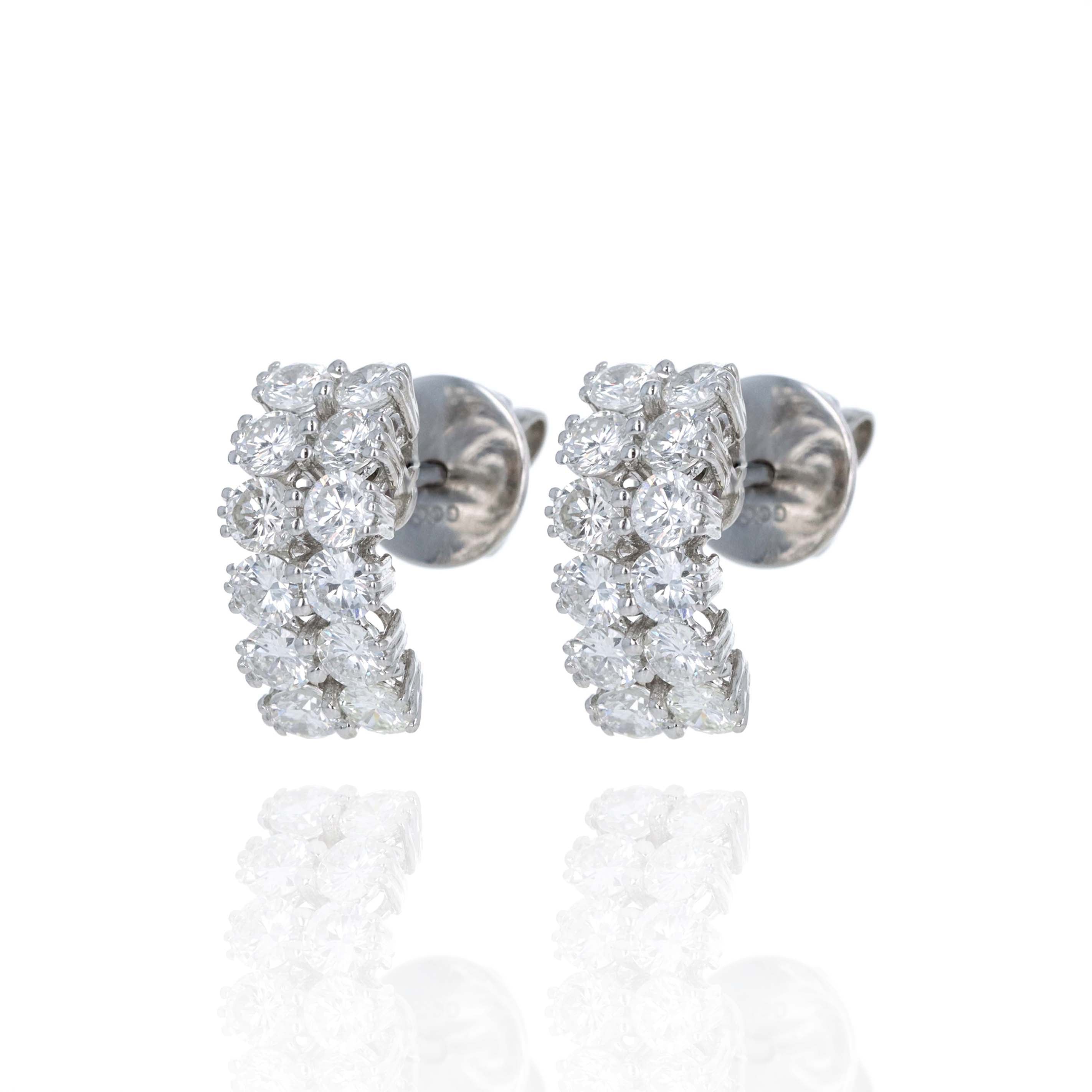 14K White Gold 2.70 Carat Diamond Pave Earrings -  Replica Handbags 