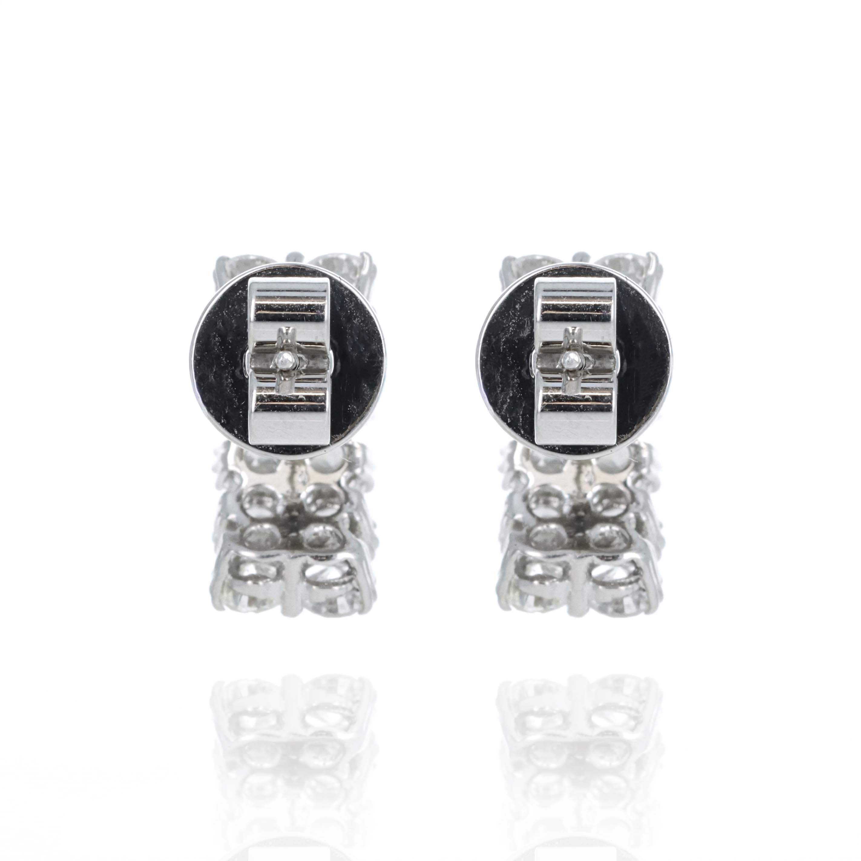 14K White Gold 2.70 Carat Diamond Pave Earrings - Replica Handbags