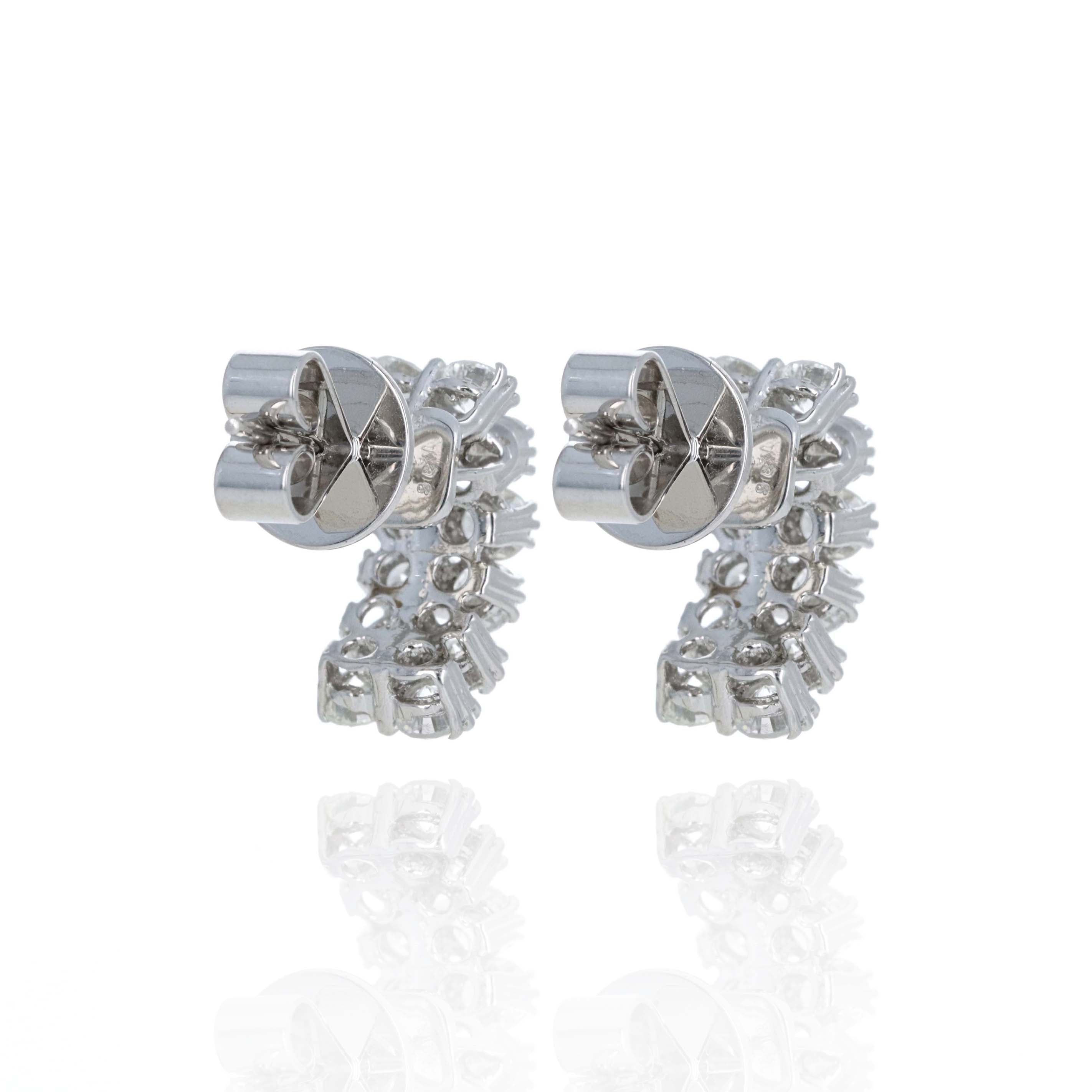 14K White Gold 2.70 Carat Diamond Pave Earrings - Replica Handbags