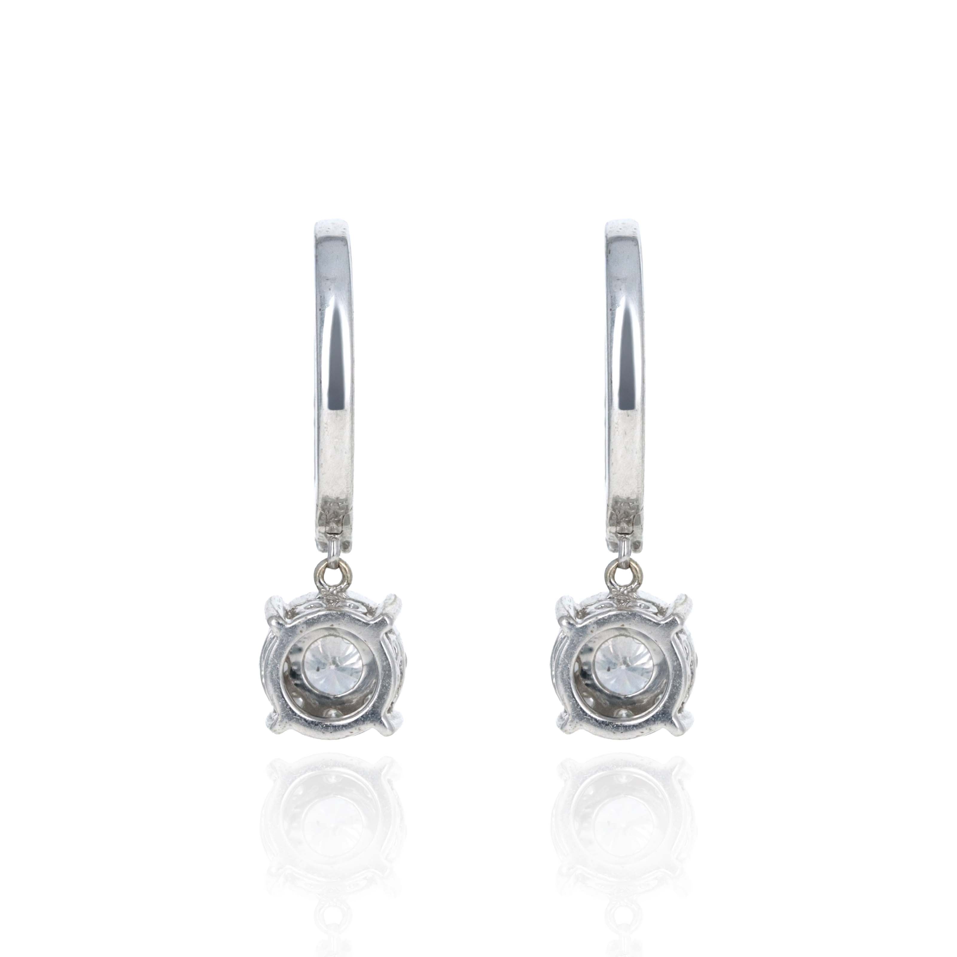 14K White Gold 0.7 Carat Diamond Hoop Earrings