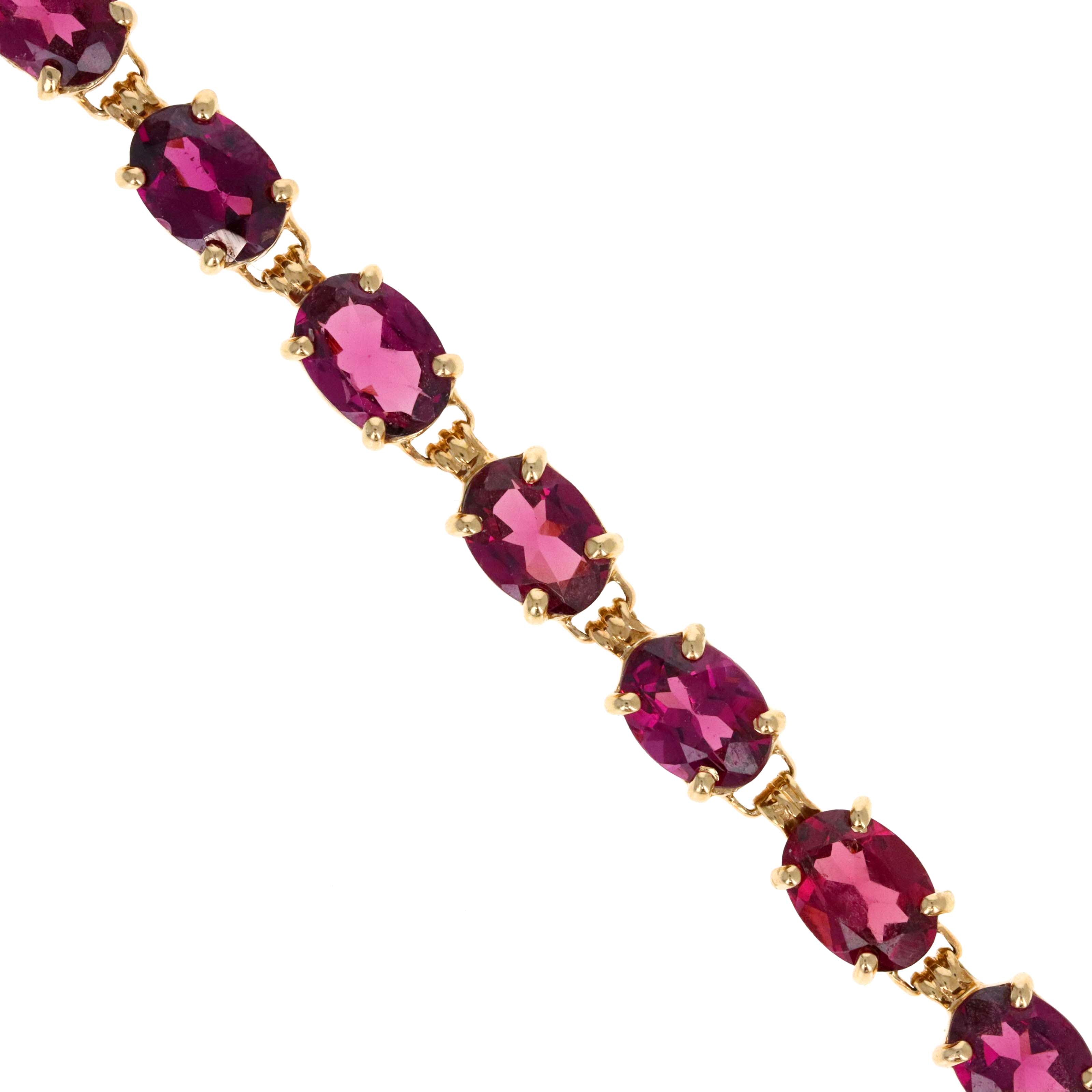 14K Yellow Gold 15 Carat Oval Rhodolite Garnet Bracelet -  Replica Handbags 