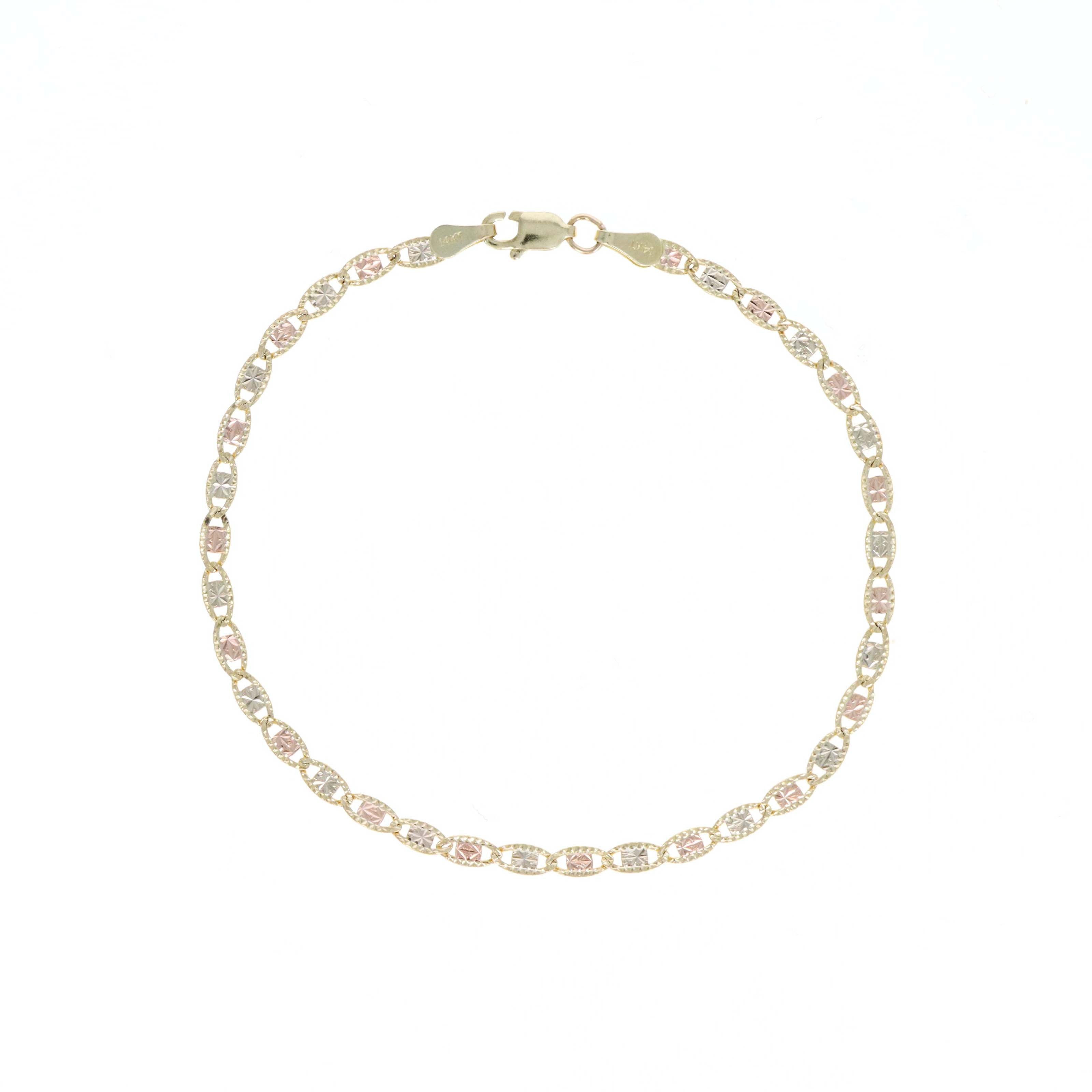 14K Gold 2.7mm Fancy Link Chain Bracelet -  Replica Handbags 