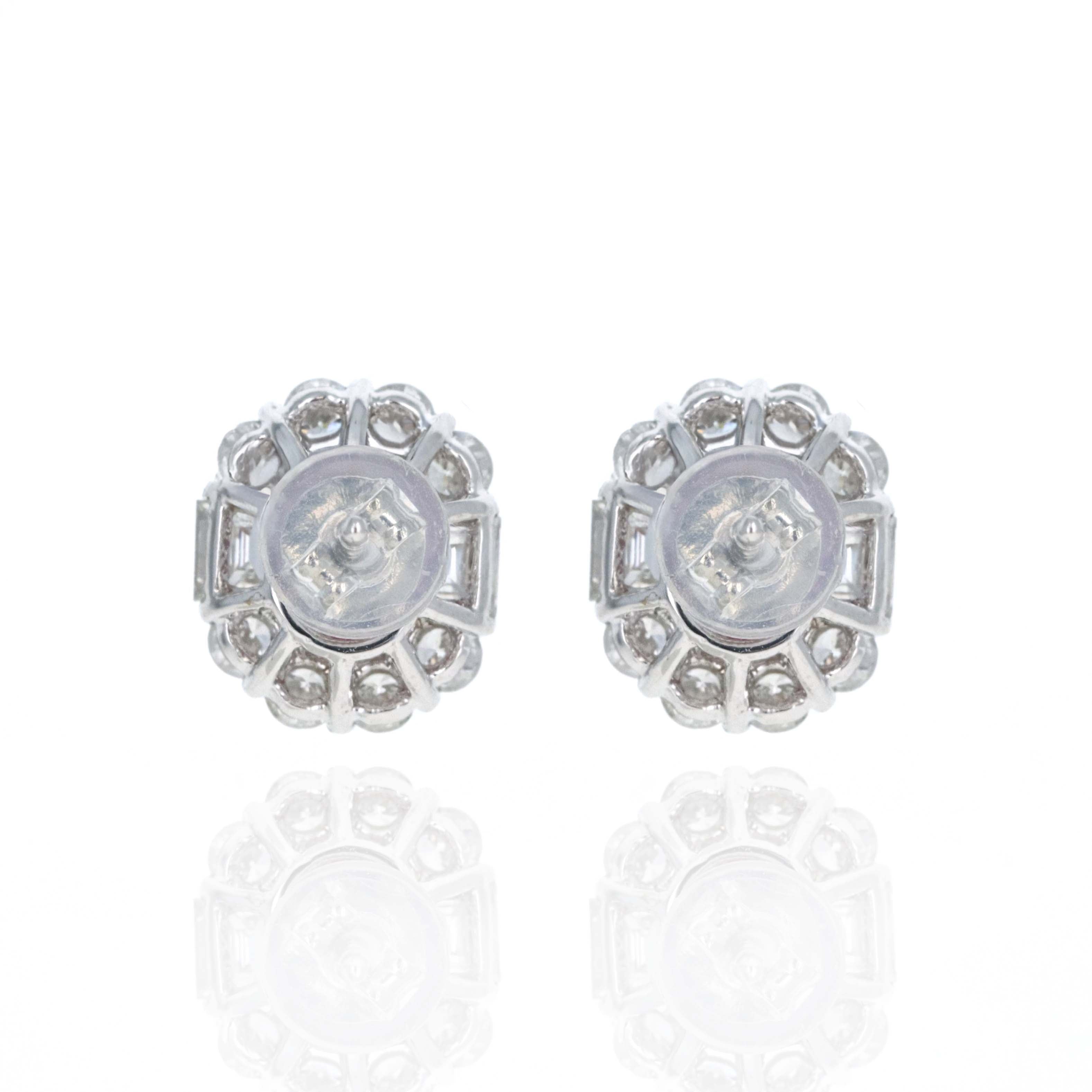 Platinum 2.21 Carat Oval Ruby Diamond Halo Stud Earrings - Replica Handbags