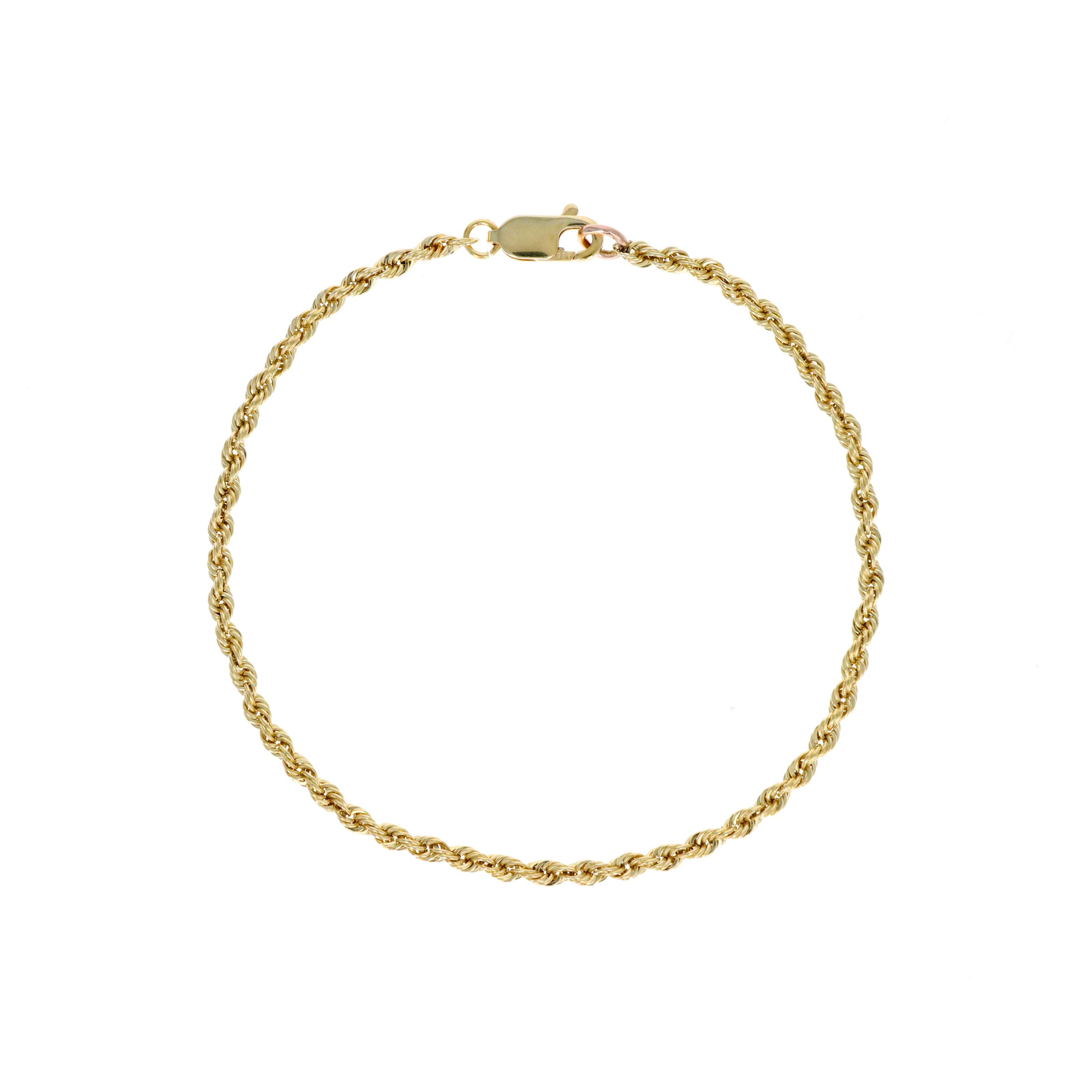 14K Yellow Gold 2.5mm Rope Chain Bracelet - Replica Handbags