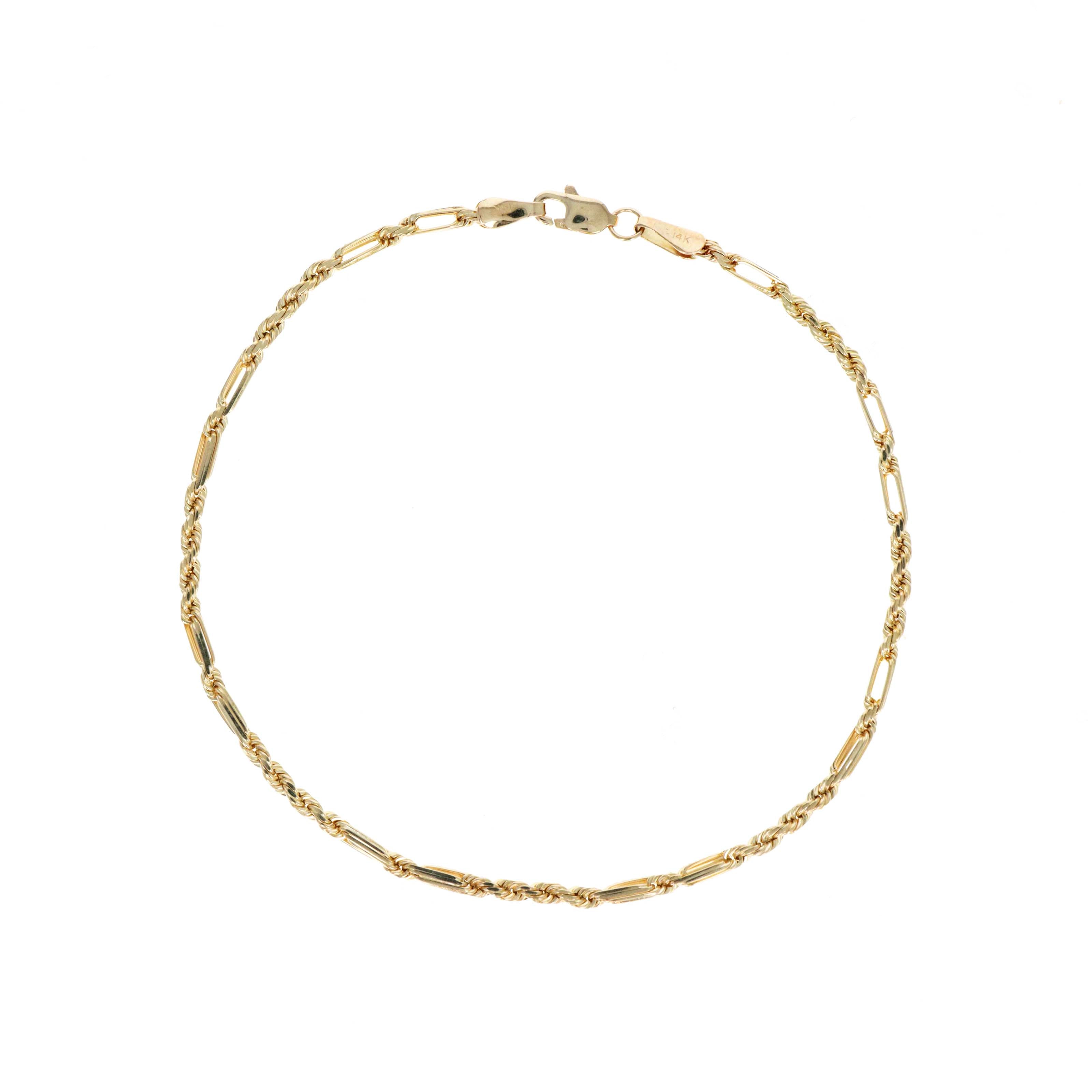 14K Yellow Gold 2.2mm Milano Rope Chain Mens Bracelet -  Replica Handbags 