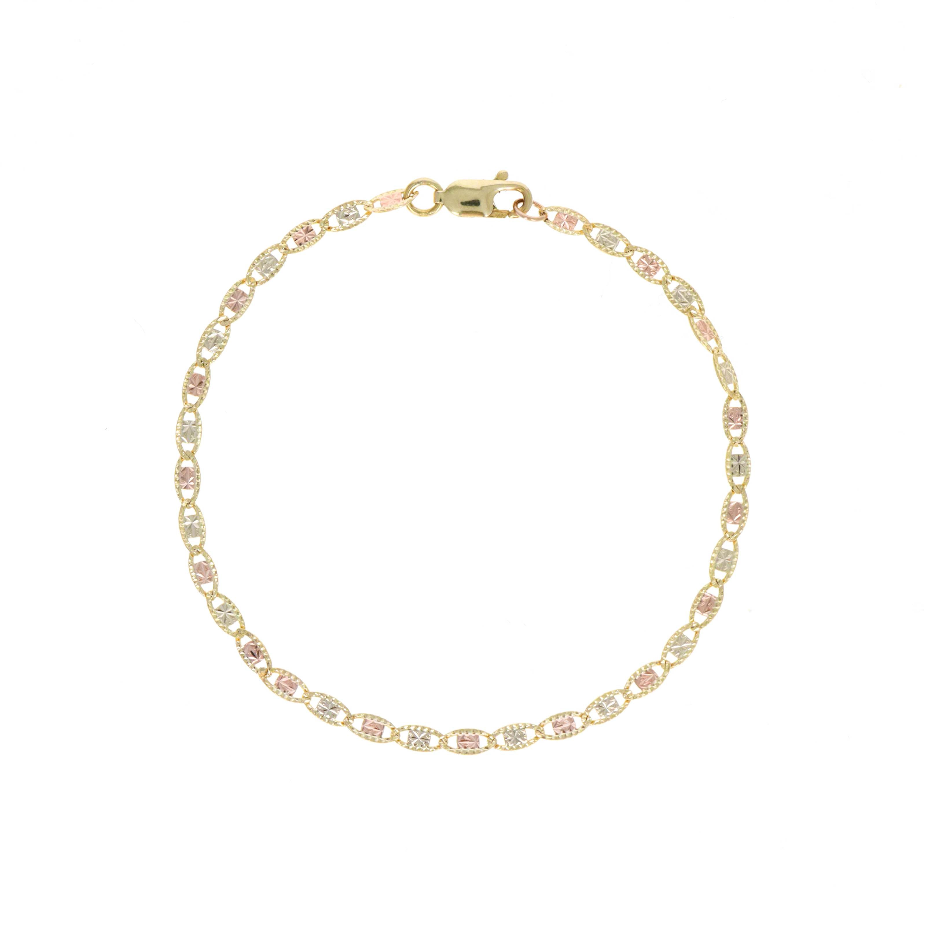 14K Gold 2.7mm Fancy Link Chain Bracelet - Replica Handbags