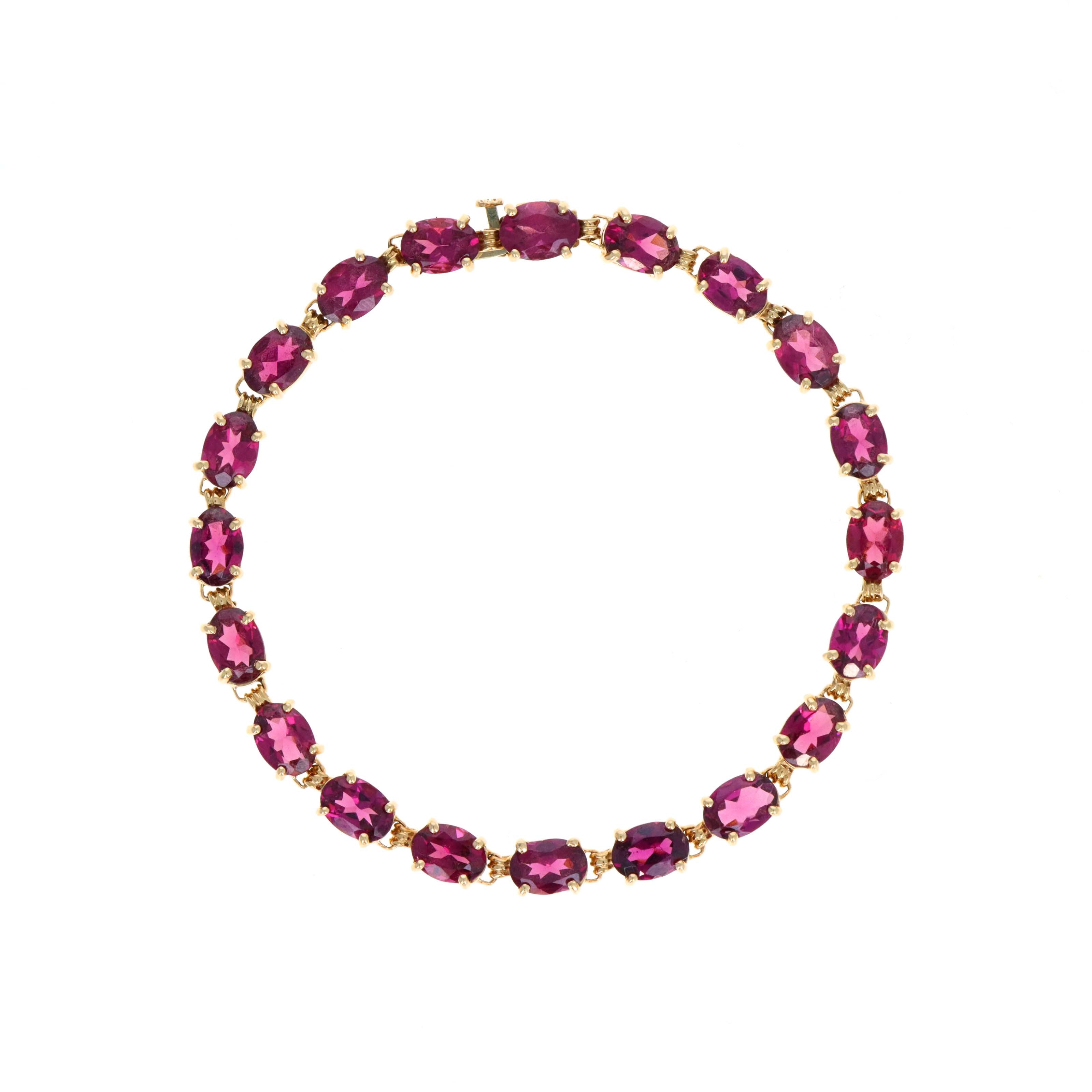 14K Yellow Gold 15 Carat Oval Rhodolite Garnet Bracelet -  Replica Handbags 