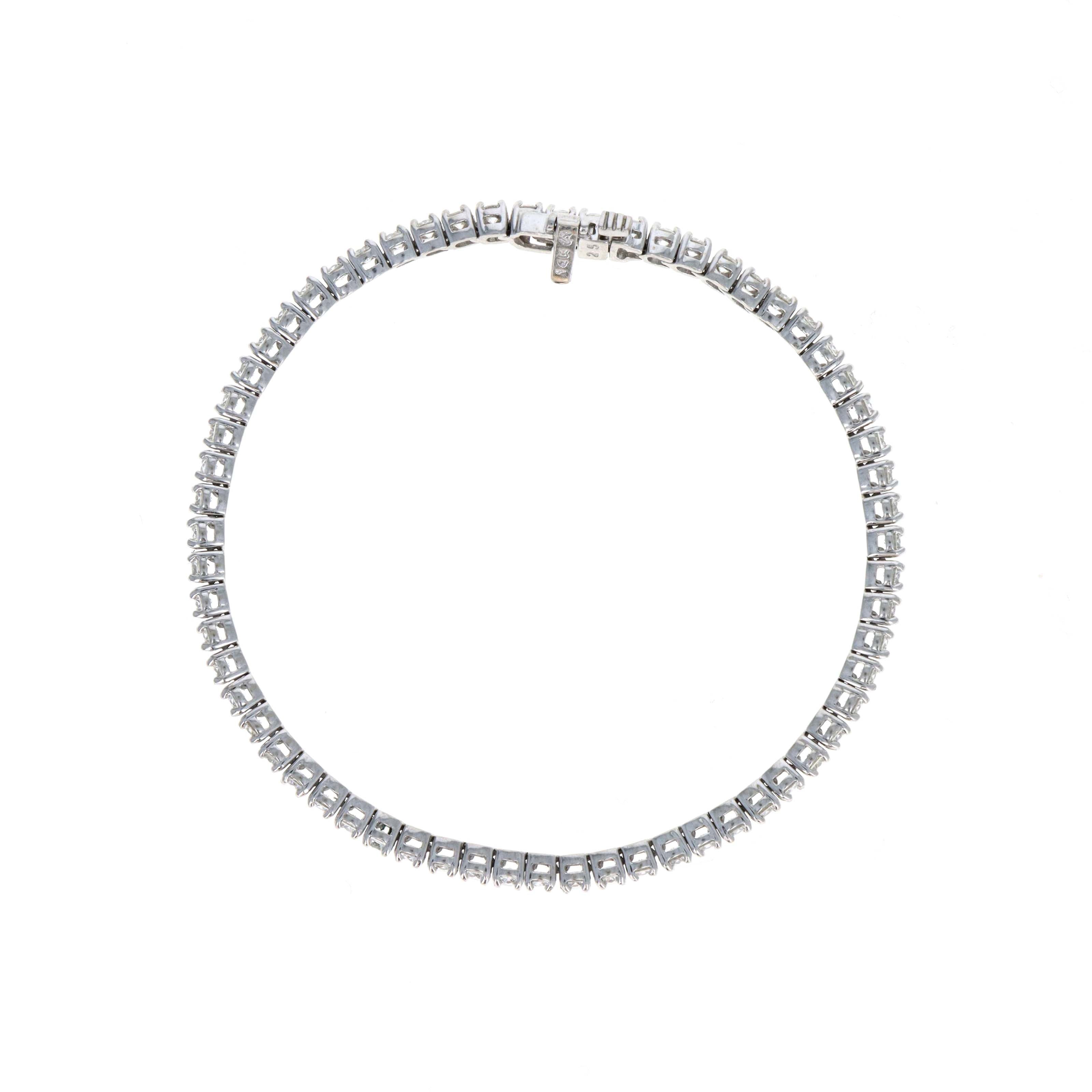14K White Gold 3.85 Carat Round Diamond Tennis Bracelet - Replica Handbags