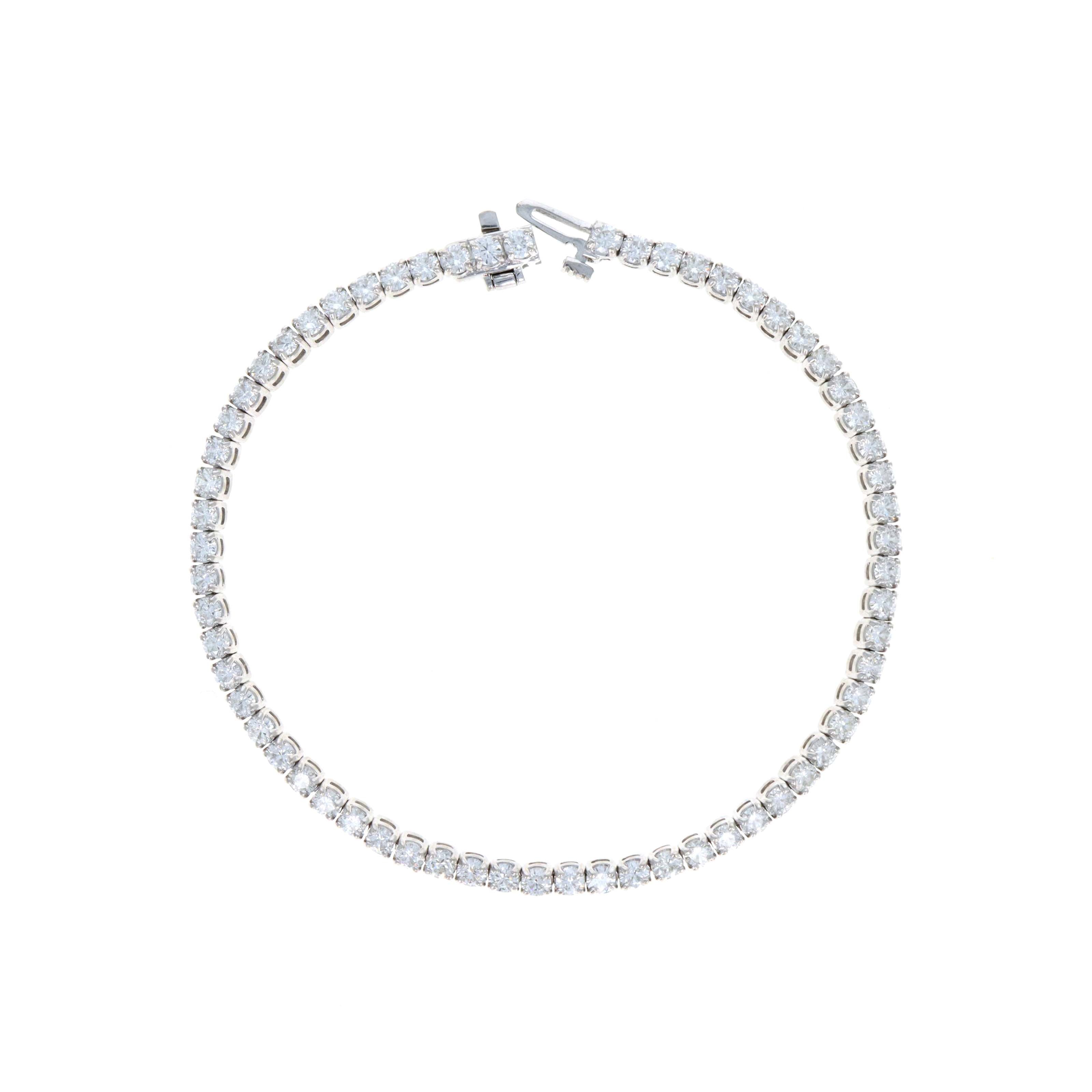 14K White Gold 3.85 Carat Round Diamond Tennis Bracelet - Replica Handbags