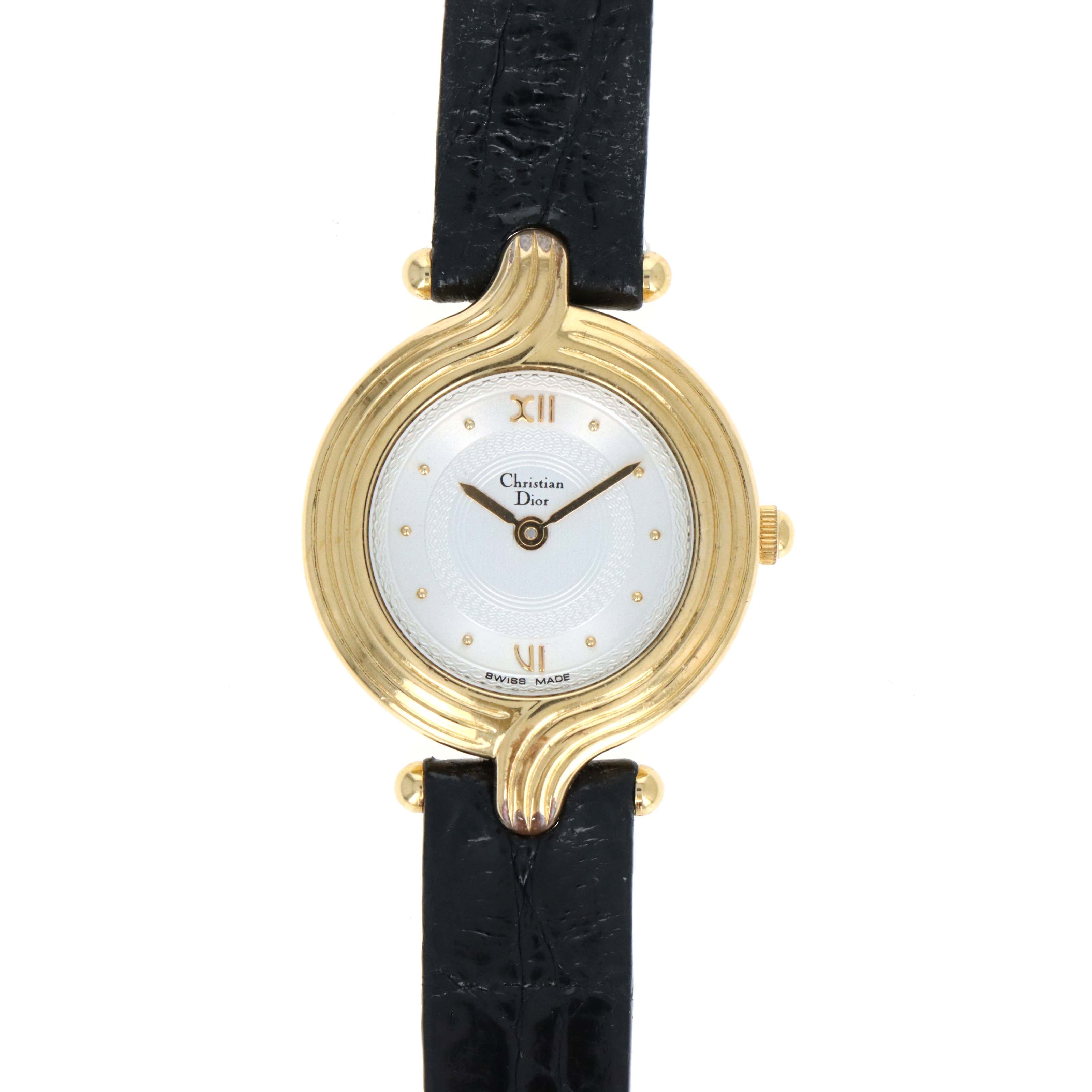 Vintage Christian Dior 3056 Watch With One Interchangeable Strap, Box, and Papers - Replica Handbags