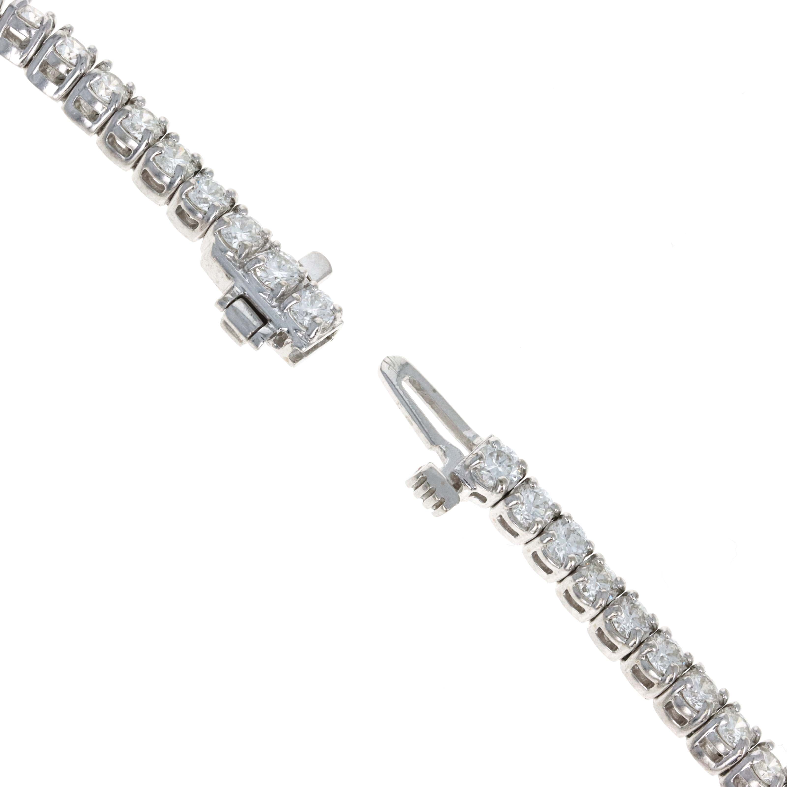 14K White Gold 3.85 Carat Round Diamond Tennis Bracelet -  Replica Handbags 