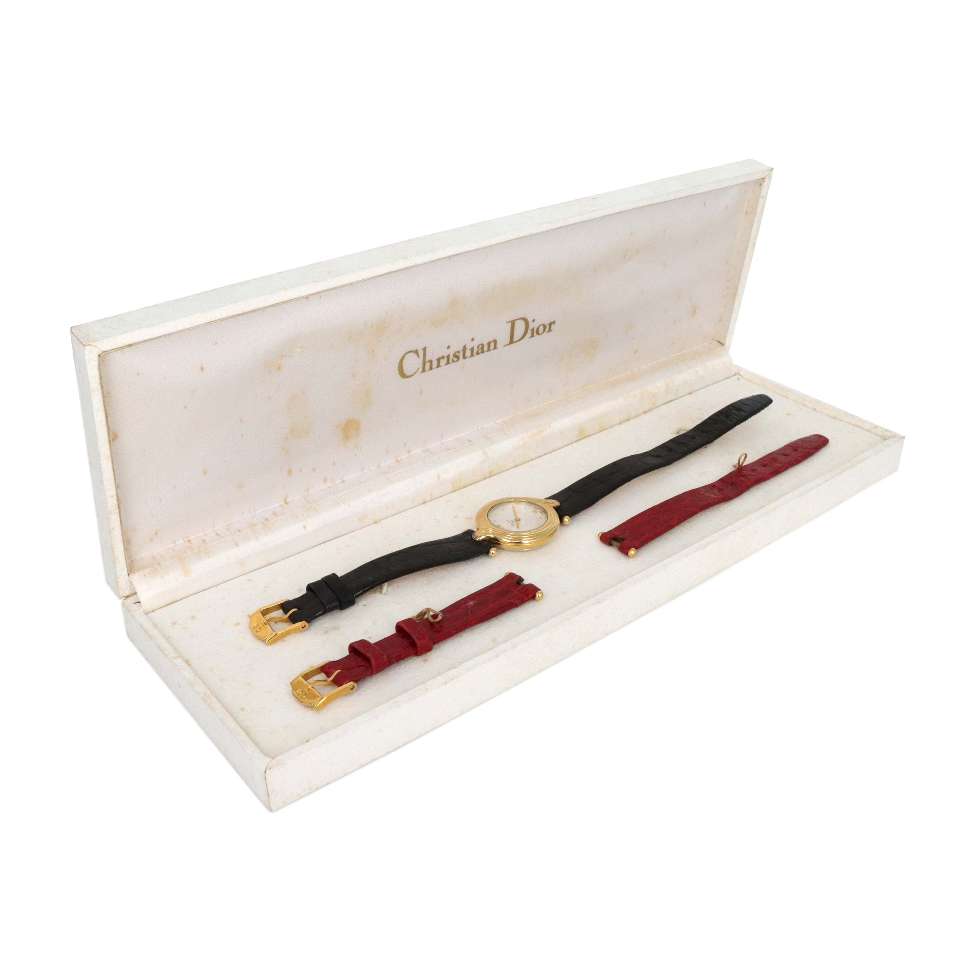Vintage Christian Dior 3056 Watch With One Interchangeable Strap, Box, and Papers -  Replica Handbags 