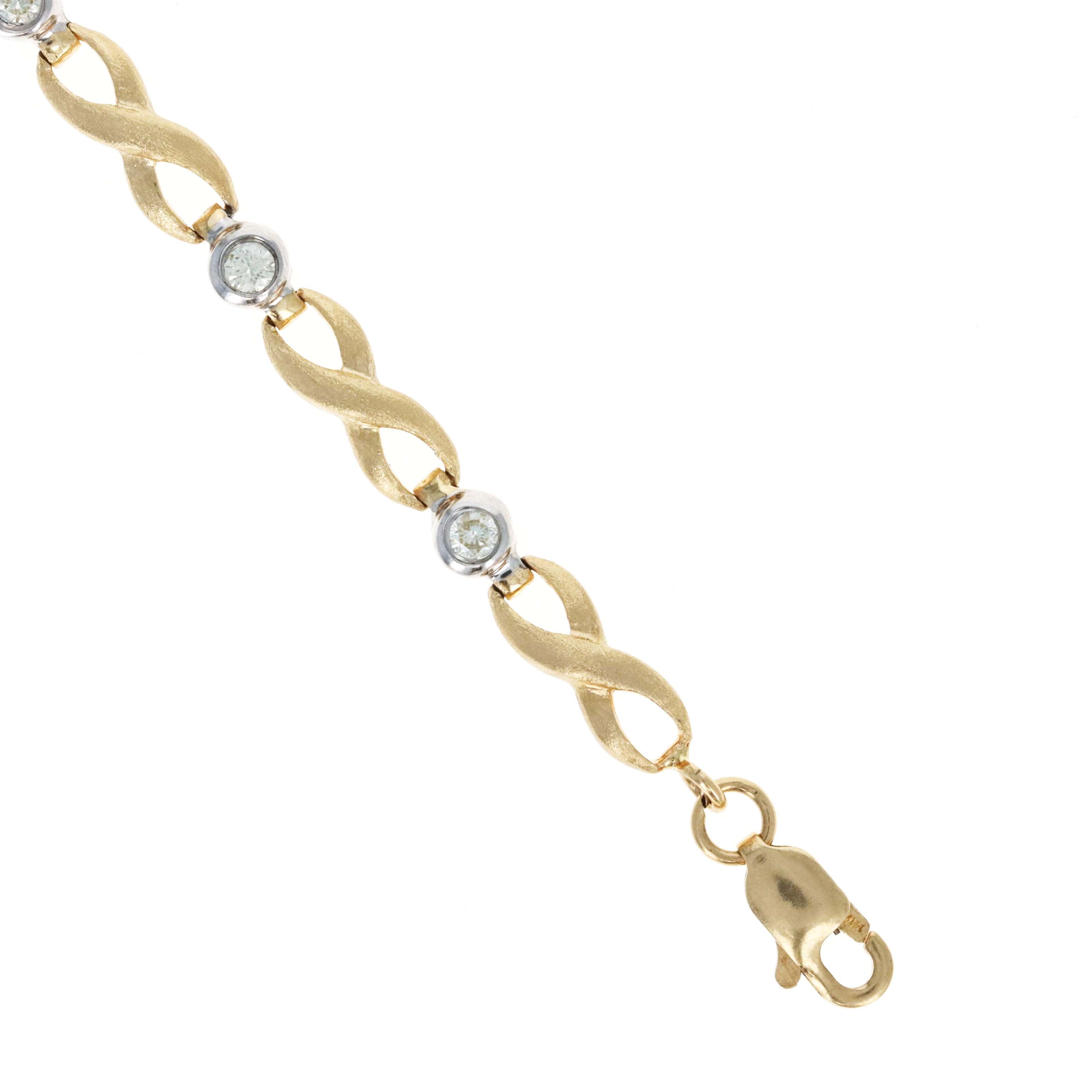 14K Gold Two Tone 0.5 Carat Diamond Infinity Bracelet - Replica Handbags