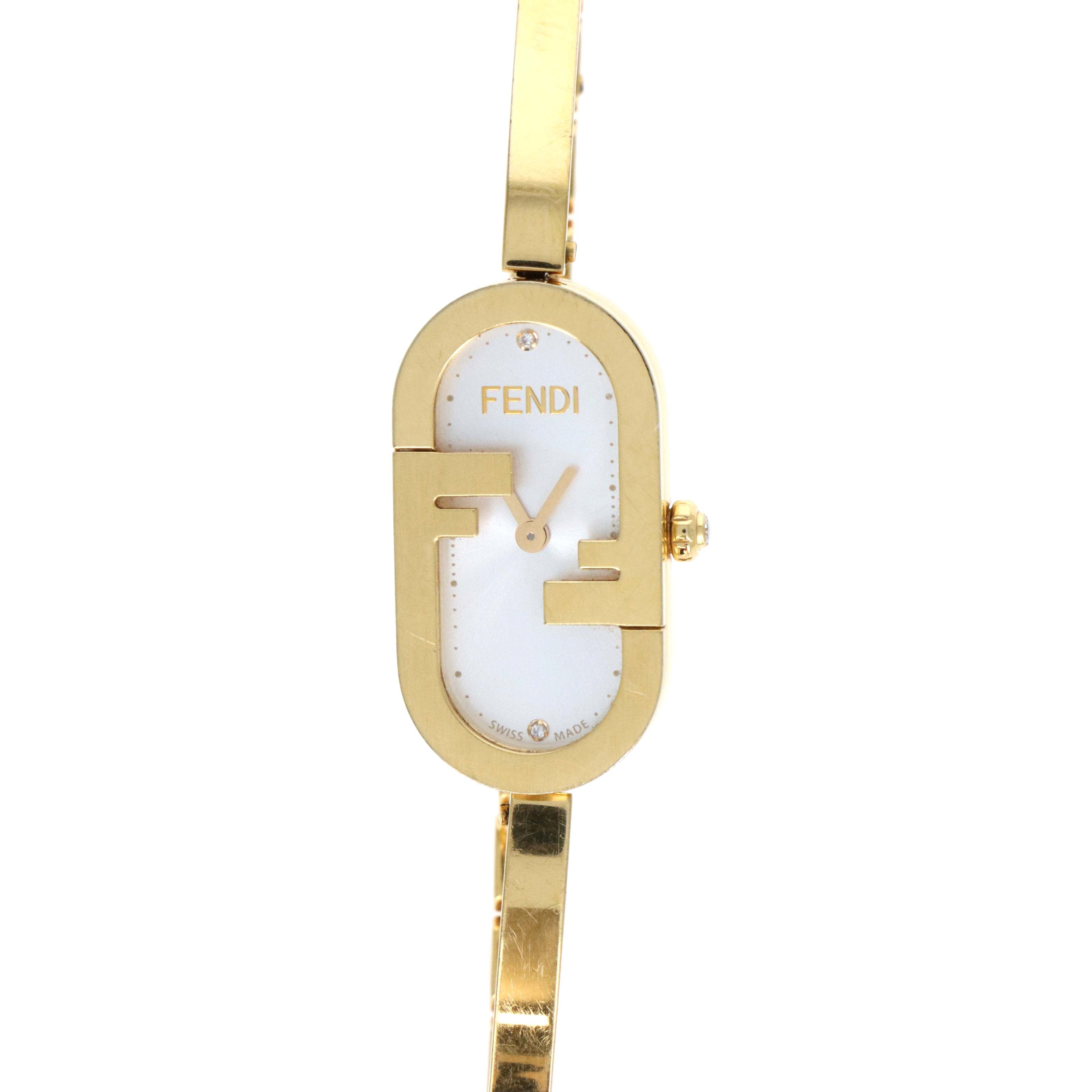 Fendi O'Lock Vertical Gold Tone Watch -  Replica Handbags 