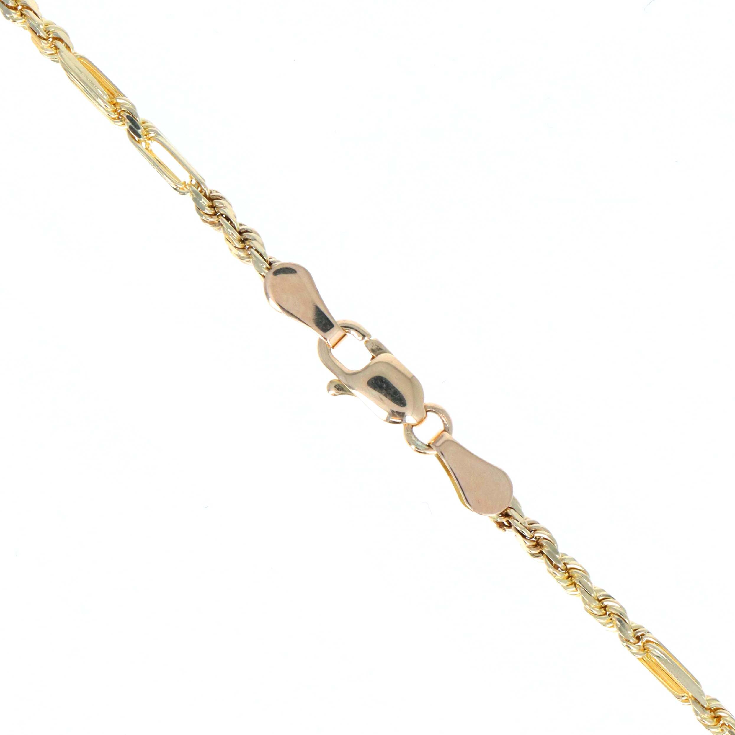 14K Yellow Gold 2.2mm Milano Rope Chain Bracelet - Replica Handbags