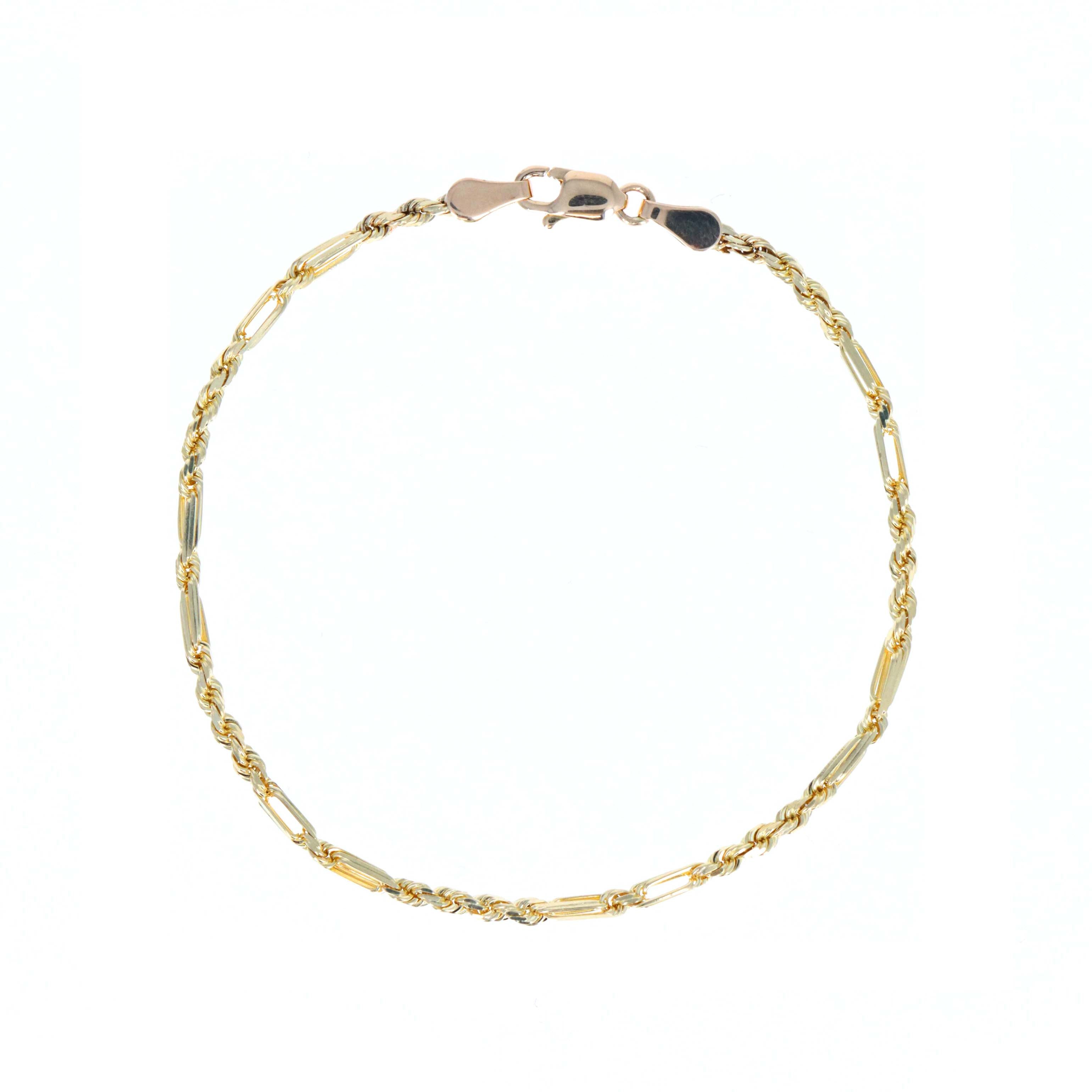 14K Yellow Gold 2.2mm Milano Rope Chain Bracelet -  Replica Handbags 