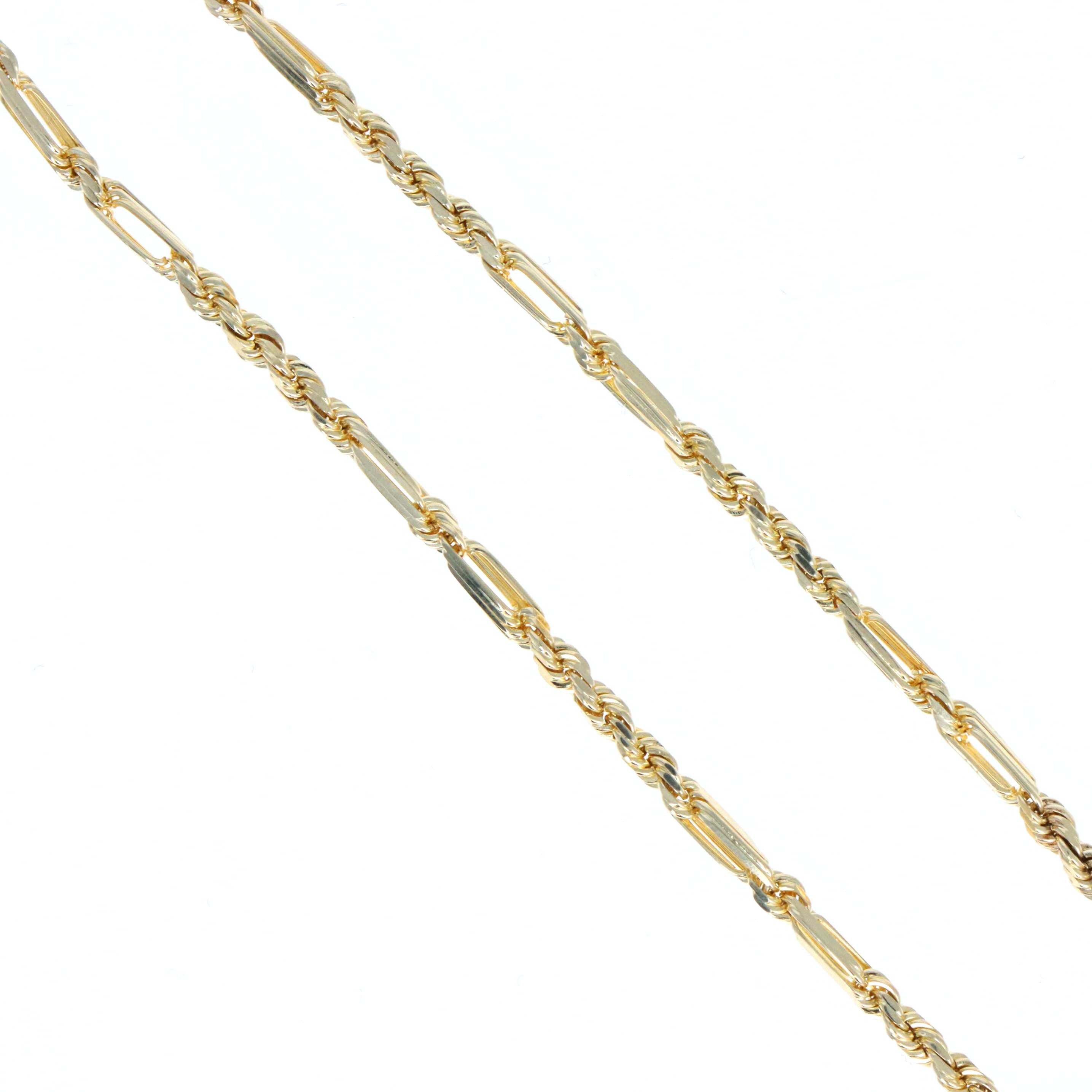 14K Yellow Gold 2.2mm Milano Rope Chain Bracelet - Replica Handbags