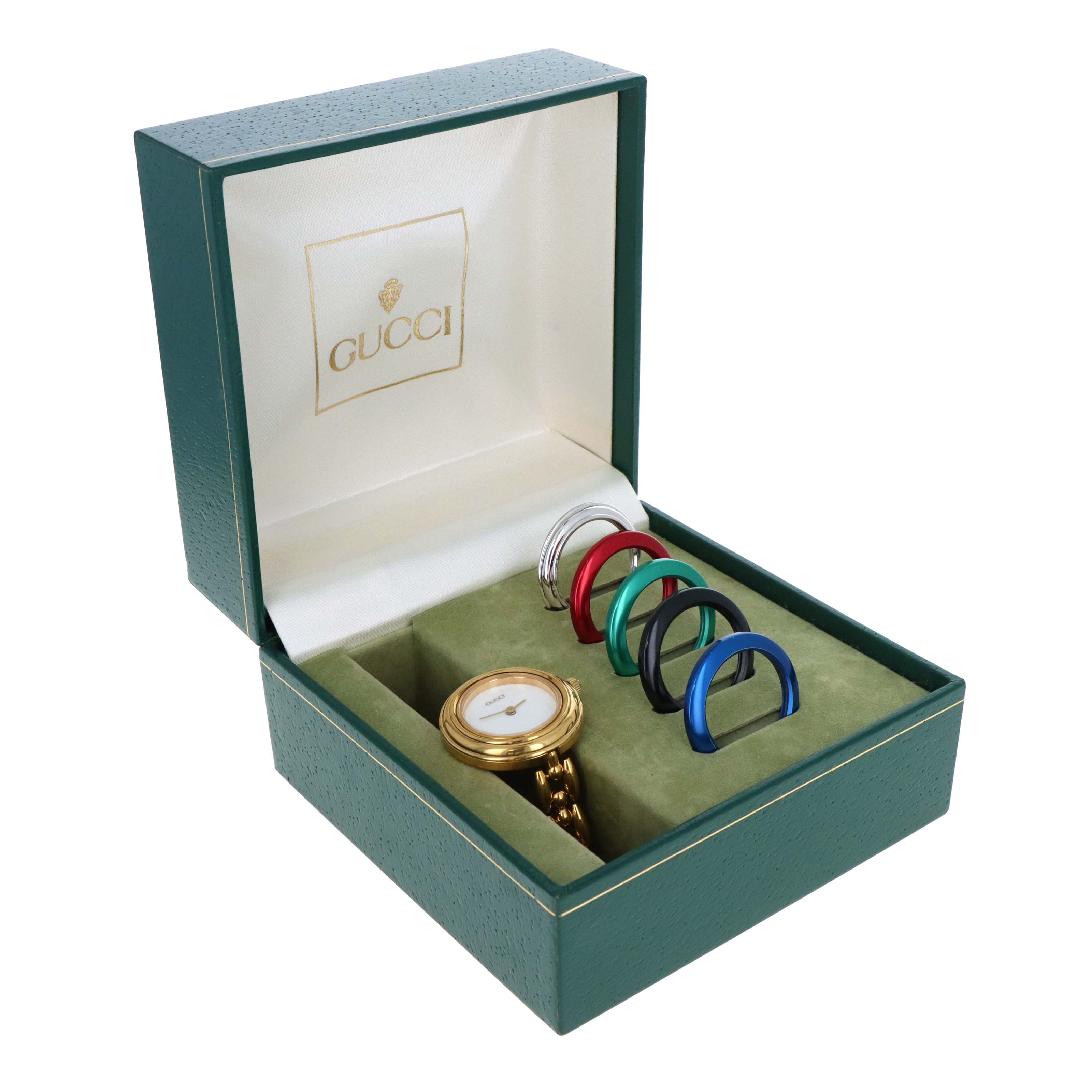 Vintage Gucci Interchangeable Bezel Link Bracelet Watch #11 -  Replica Handbags 