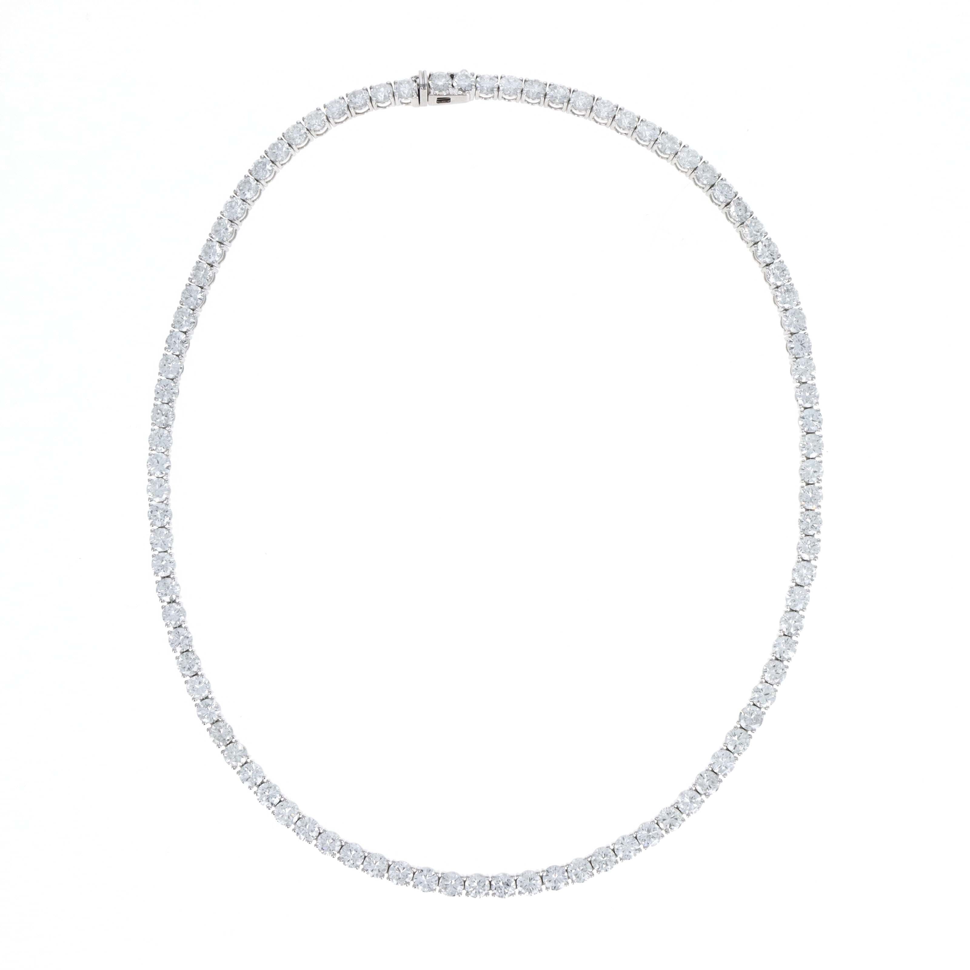 Platinum 24.96 Carat Round Diamond Tennis Necklace -  Replica Handbags 