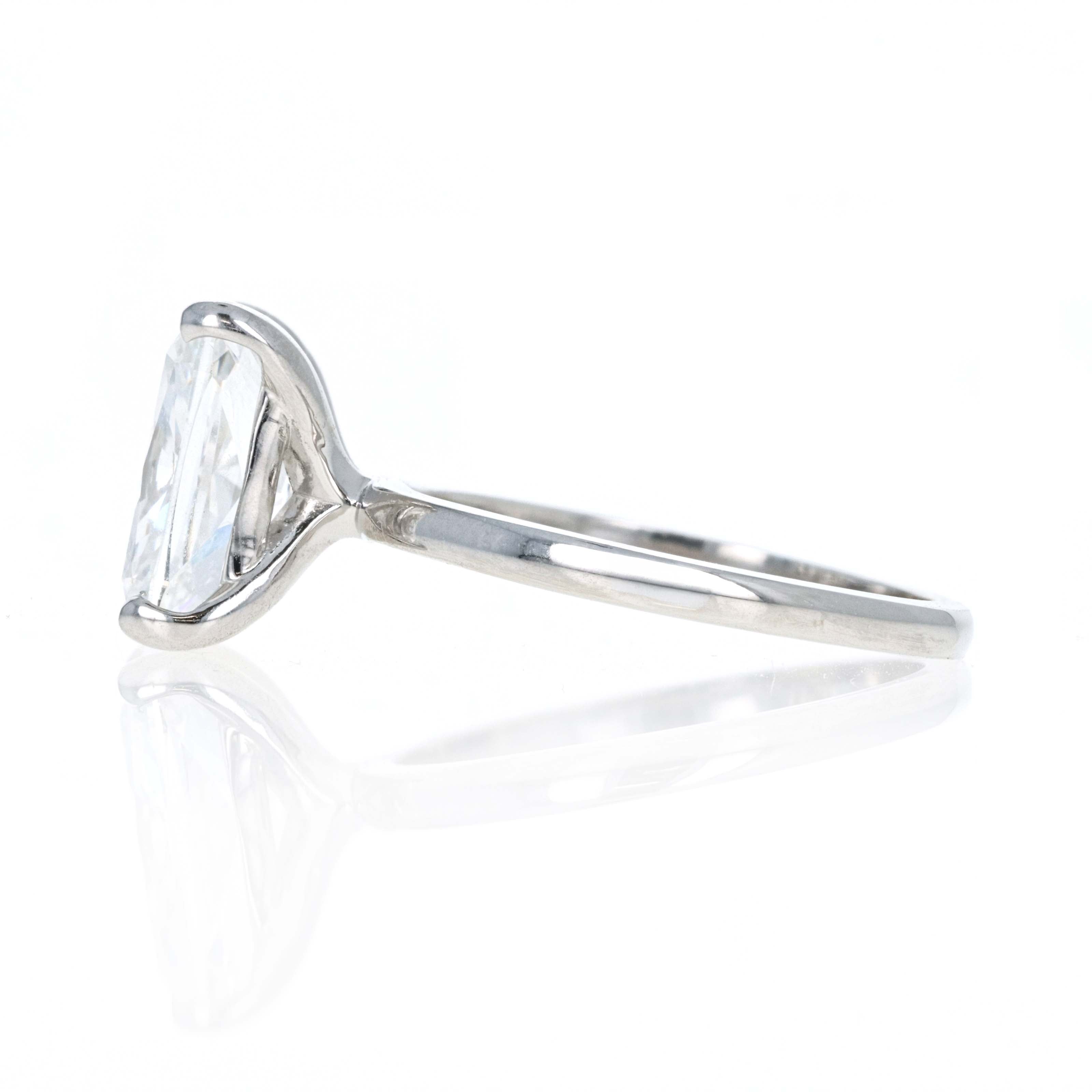 Lab Grown 4.09 Carat Cushion Diamond Solitaire Engagement Ring 14K White Gold