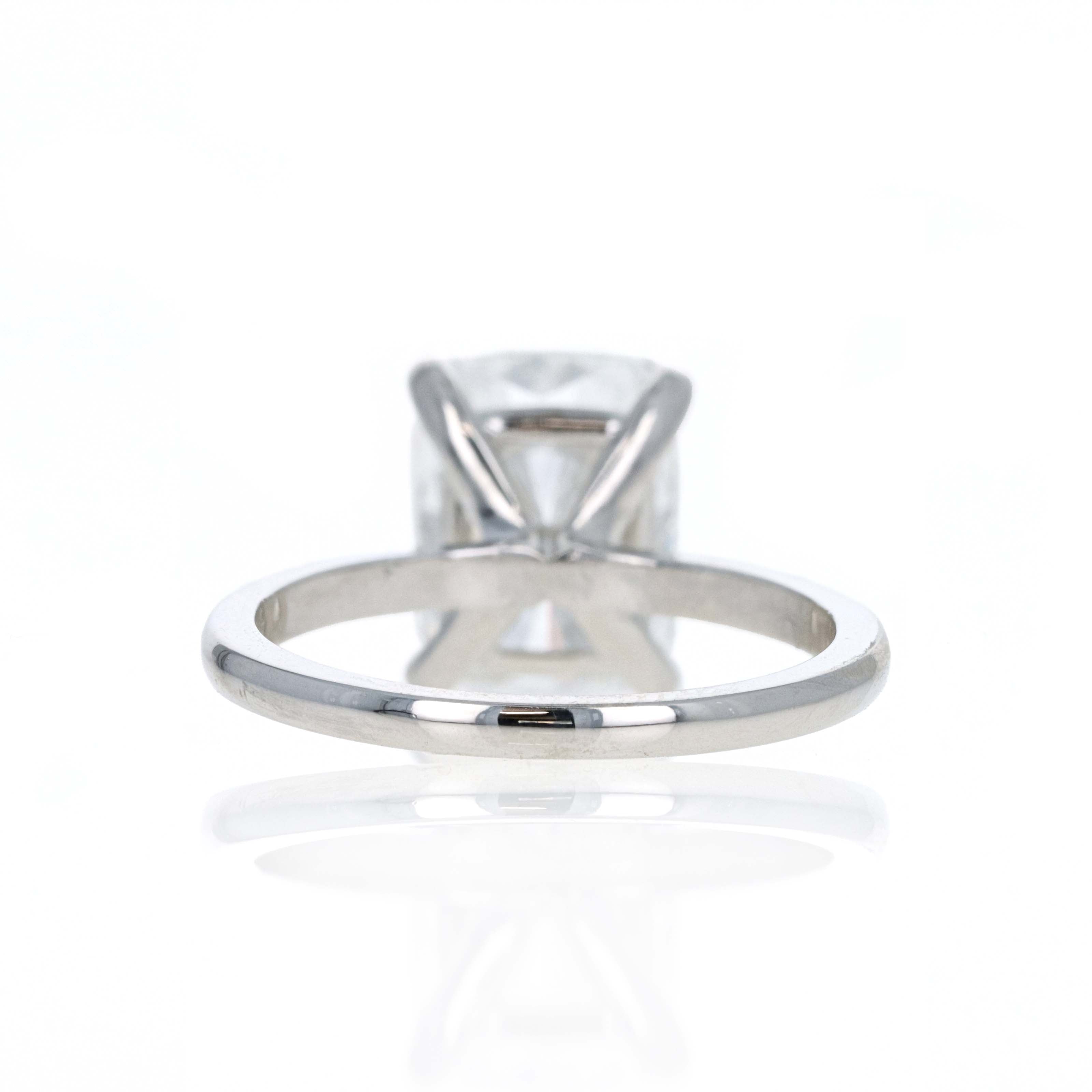 Lab Grown 4.09 Carat Cushion Diamond Solitaire Engagement Ring 14K White Gold