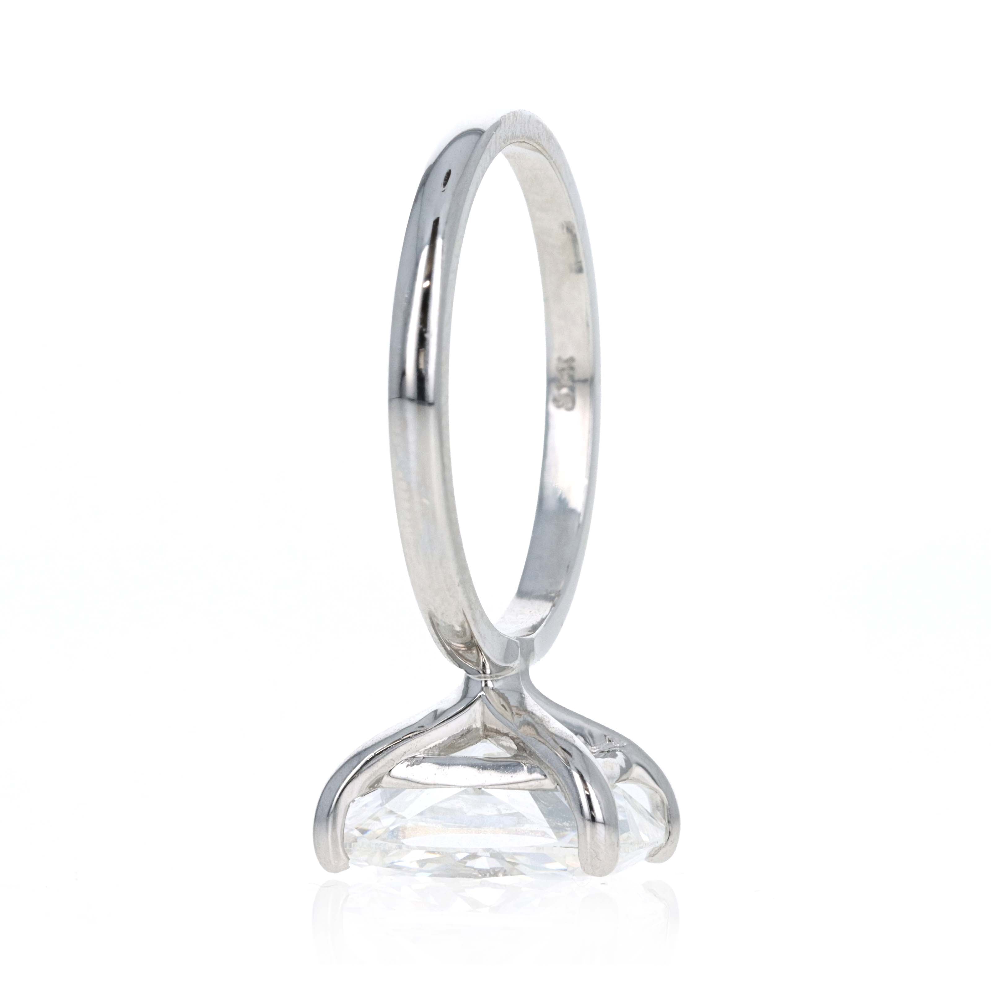 Lab Grown 4.09 Carat Cushion Diamond Solitaire Engagement Ring 14K White Gold