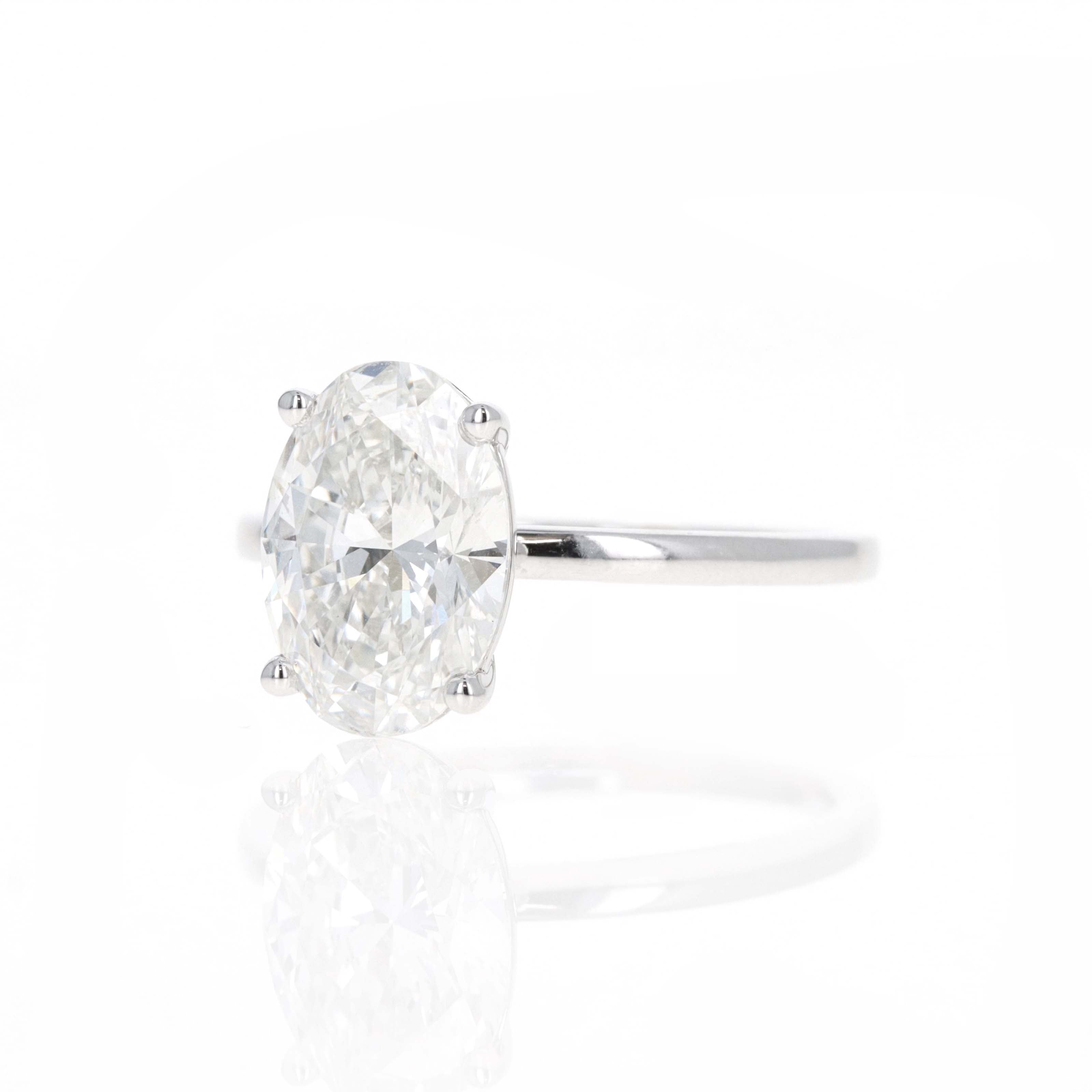 Lab Grown 3 Carat Oval Diamond Solitaire Engagement Ring - Replica Handbags