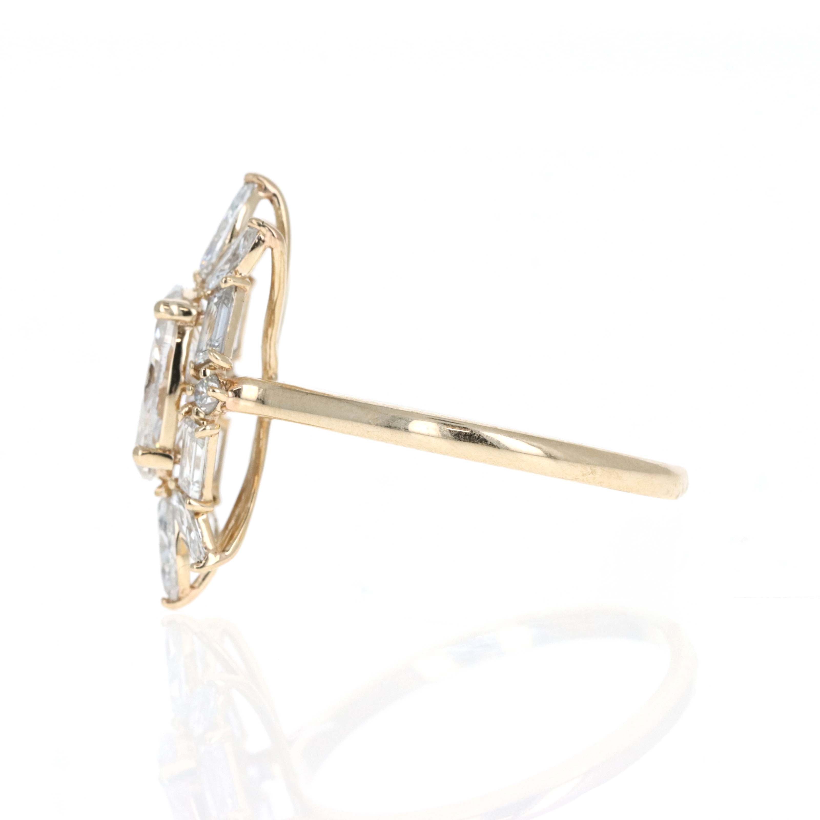 Lab Grown 1.5 Carat Oval Diamond Accented Halo Fan Engagement Ring - Replica Handbags