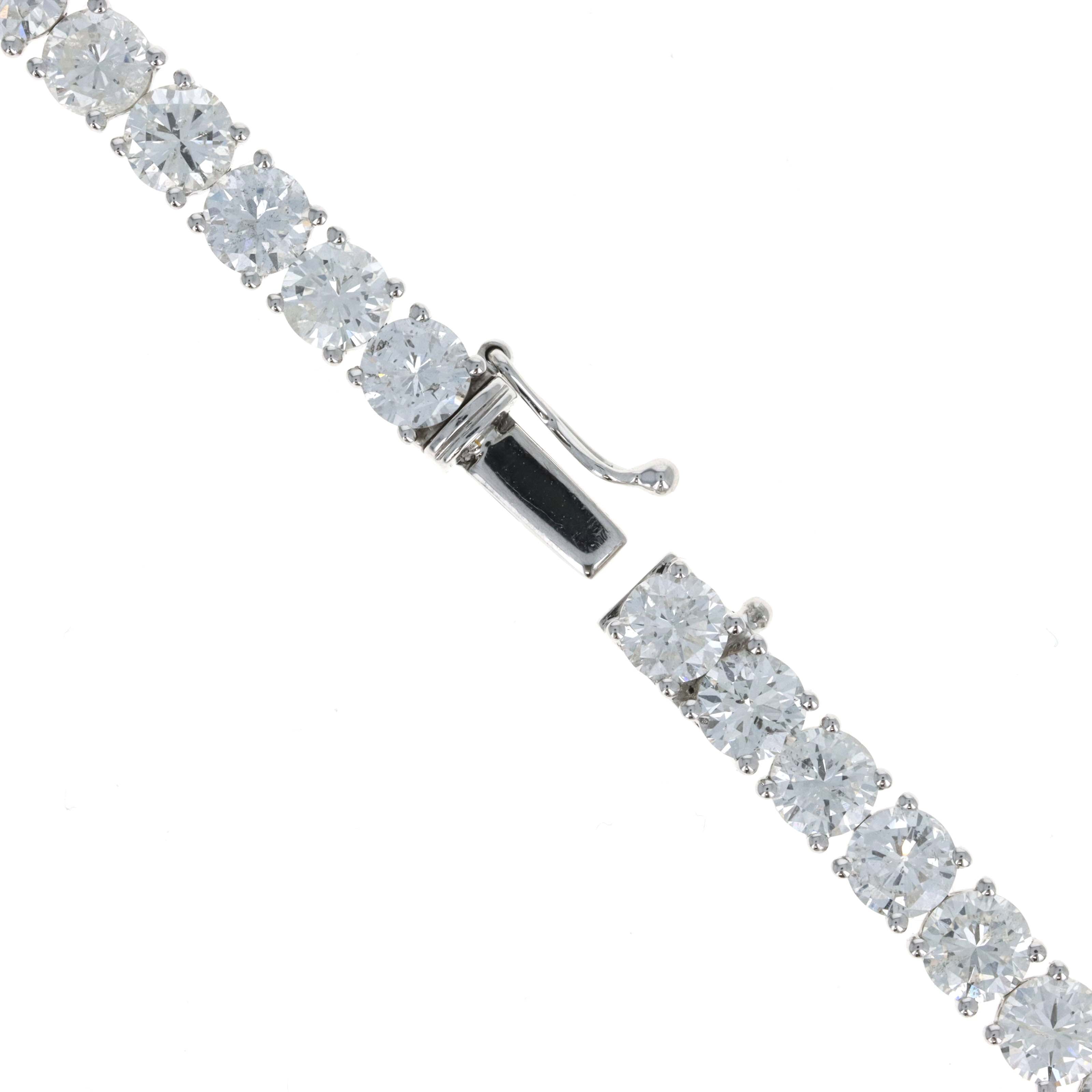 Platinum 29.41 Carat Round Diamond Tennis Necklace -  Replica Handbags 